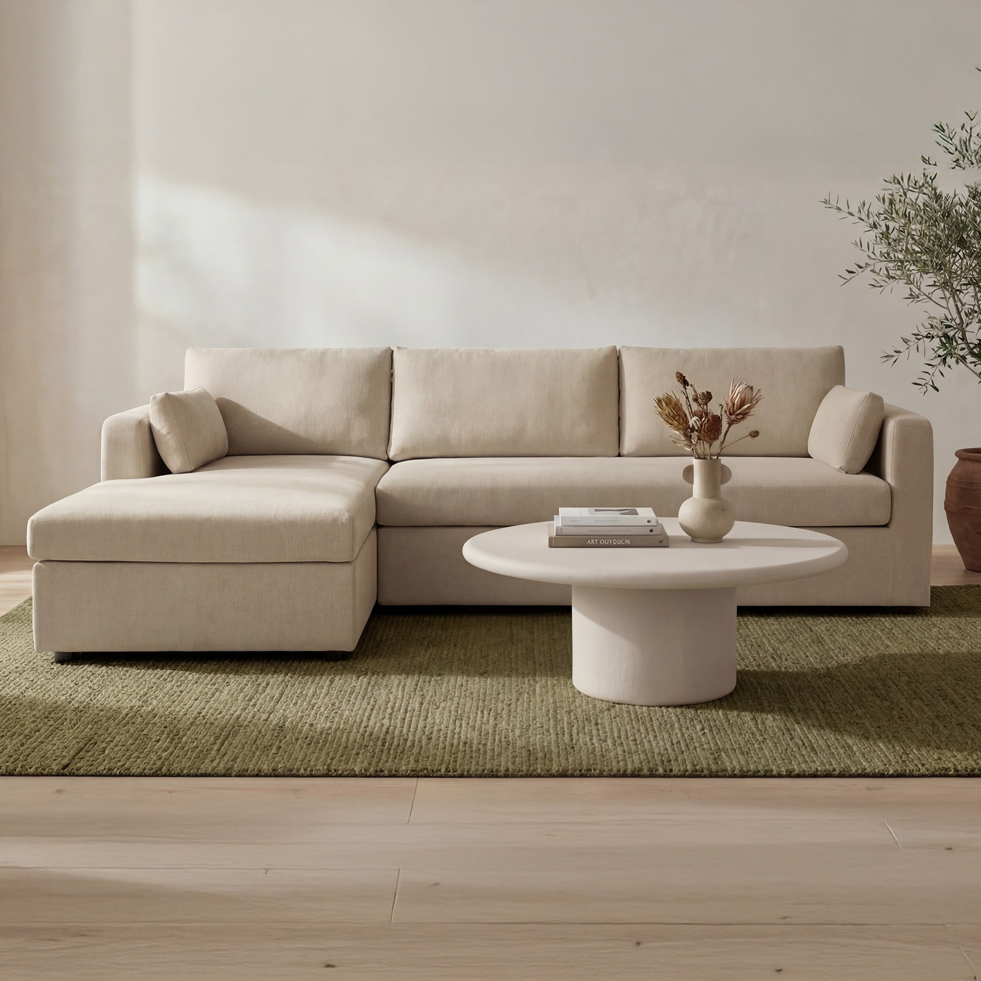 Burrow Sleeper Sectional With Storage Chaise Sand Left