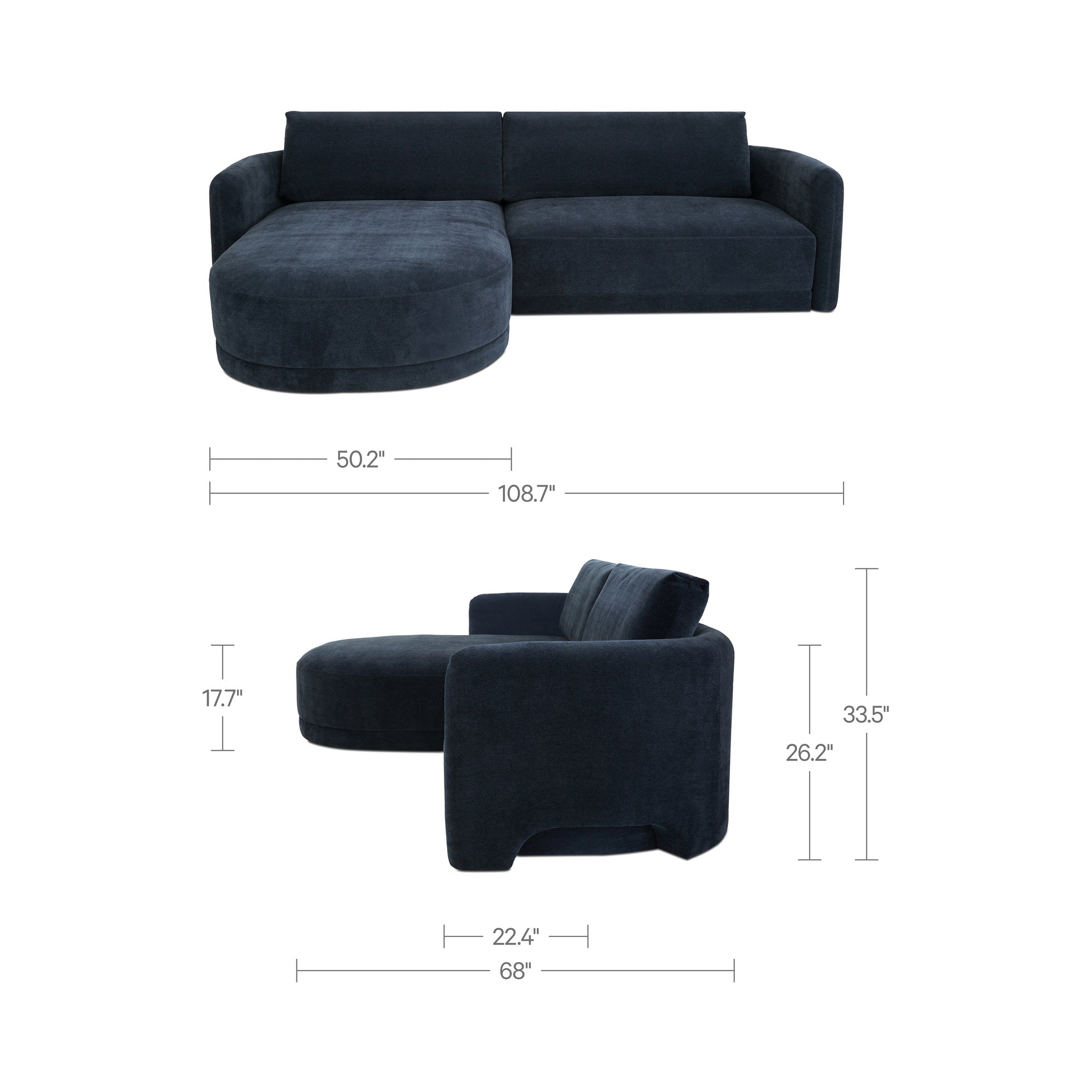 Emmy Sectional Dark Blue Left