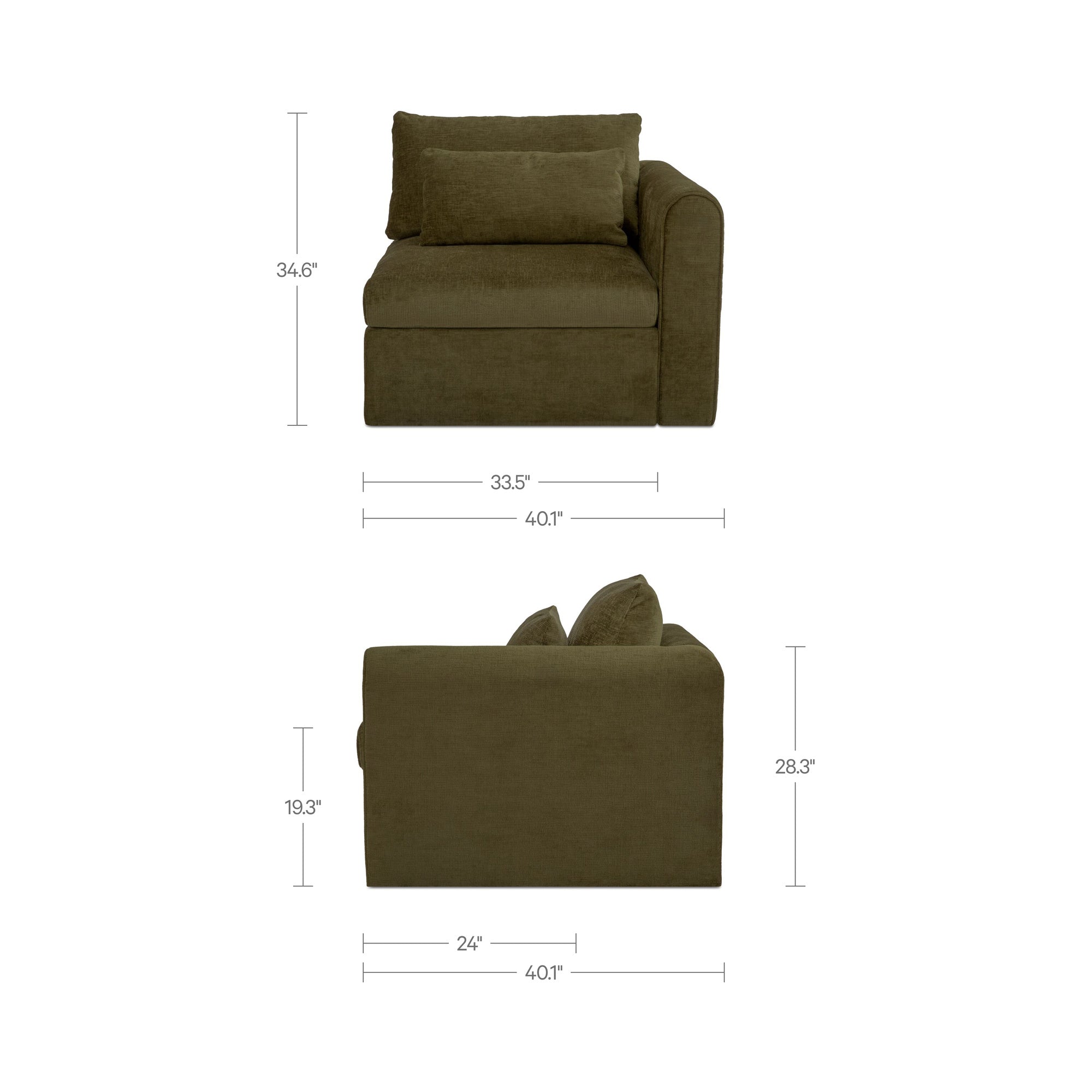 Swift Right Arm Facing Chair Dark Green