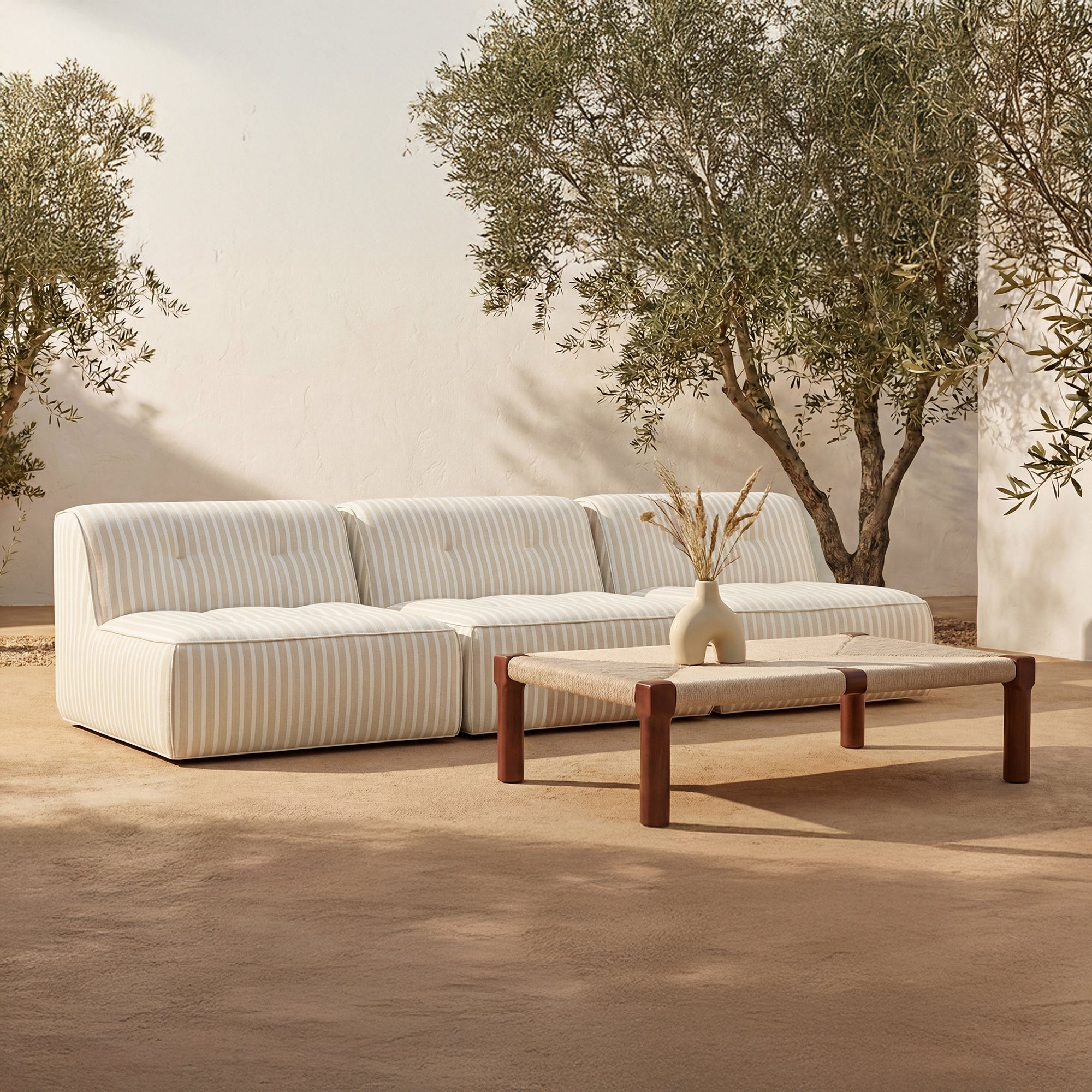 Sunseeker 3 Piece Outdoor Sofa Brown Stripe