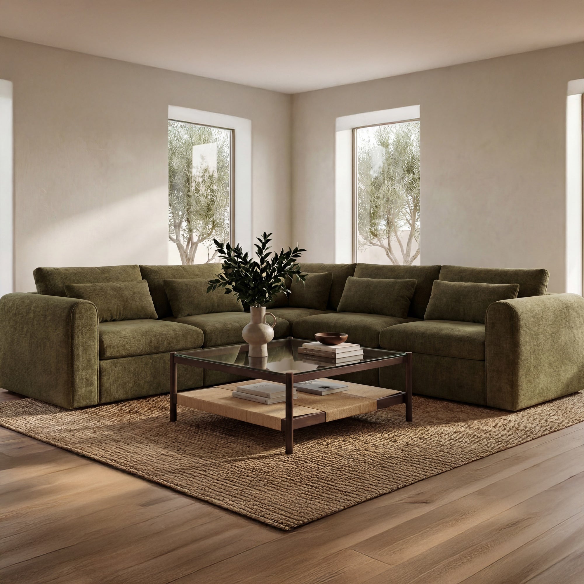 Swift Classic L Modular Sectional Dark Green