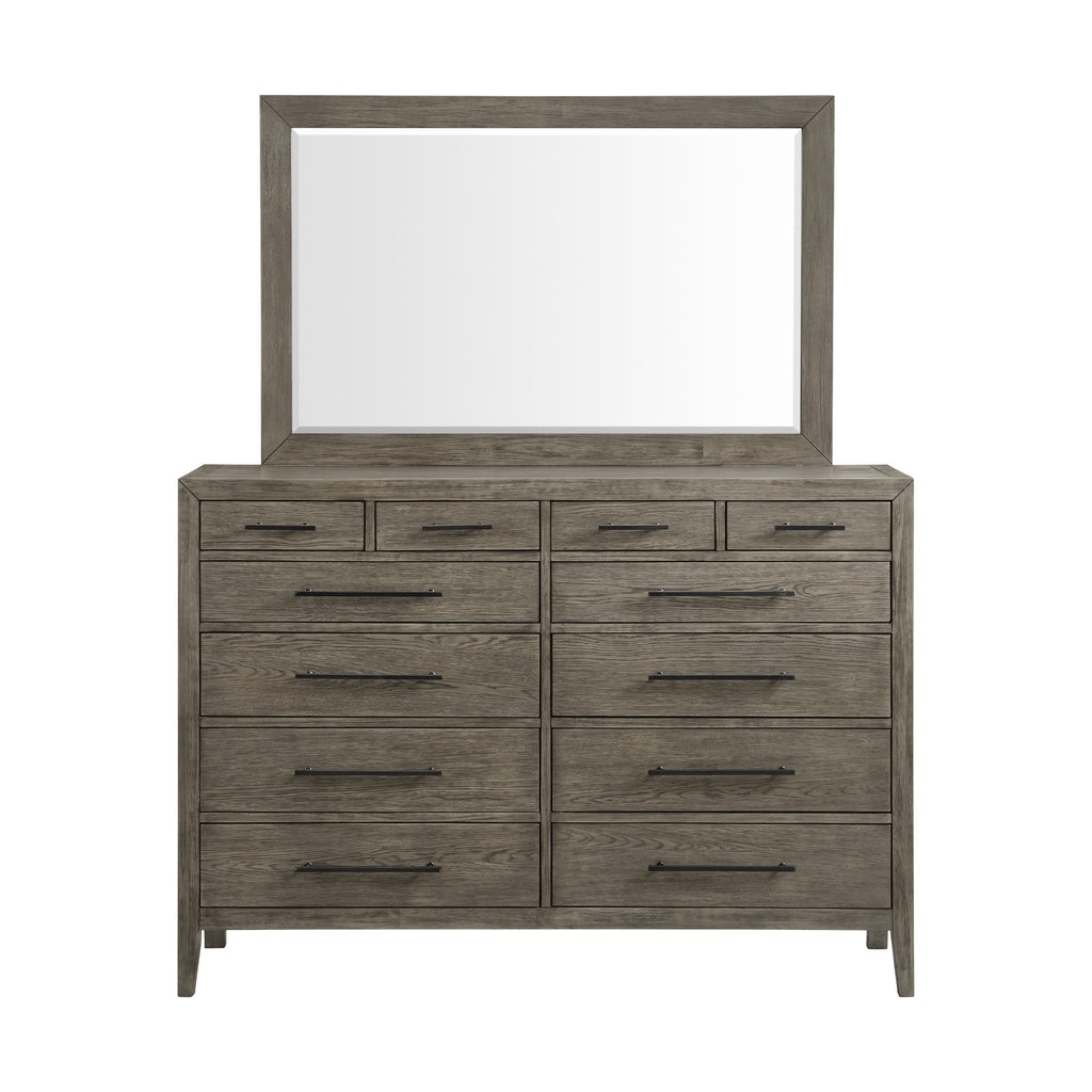 Versailles-Contemporary-12-Drawer-Dresser-&-Mirror-Set-in-Grey