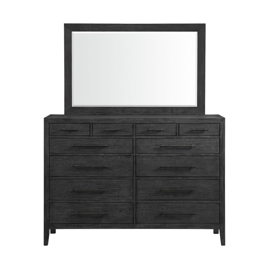 Versailles-Contemporary-12-Drawer-Dresser-&-Mirror-Set-in-Black
