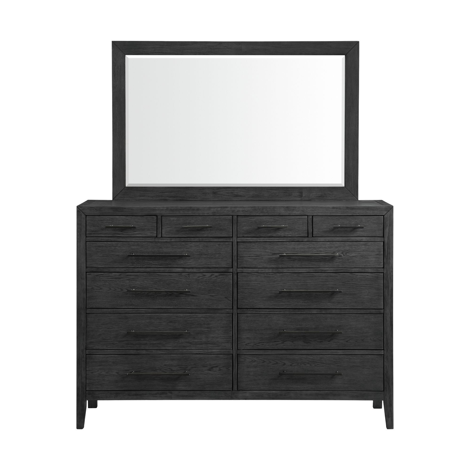 Versailles-Contemporary-12-Drawer-Dresser-&-Mirror-Set-in-Black