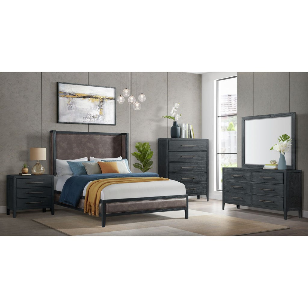 Versailles-Contemporary-6-Drawer-Dresser-&-Mirror-Set-in-Black