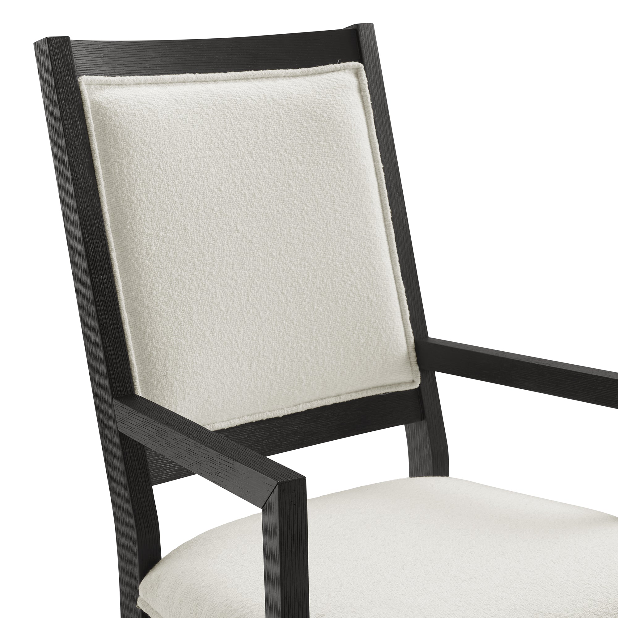 Versailles-Contemporary-Arm-Chair-with-Boucle-White-Fabric-in-Black-(2-Per-Carton)