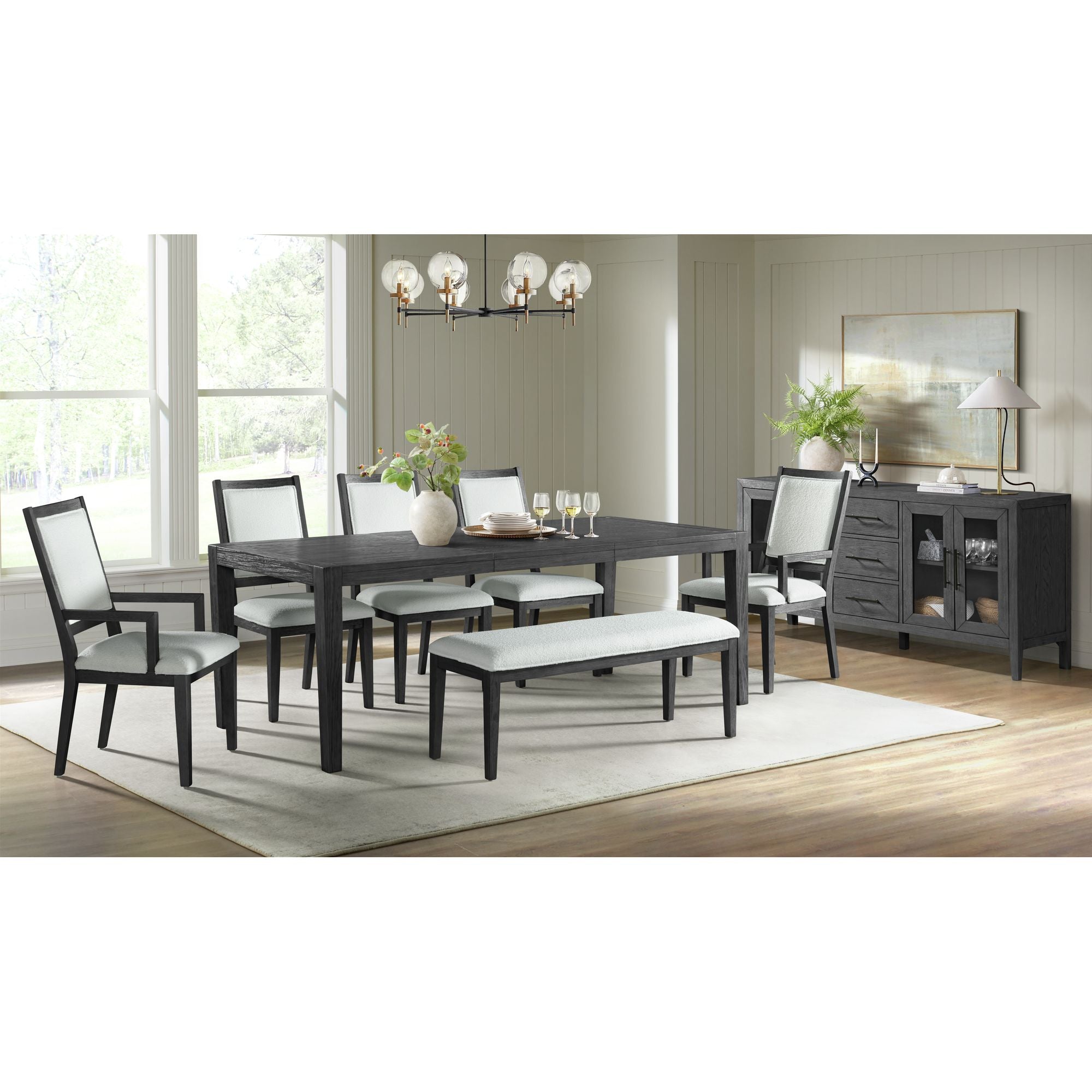 Versailles-Contemporary-Arm-Chair-with-Boucle-White-Fabric-in-Black-(2-Per-Carton)