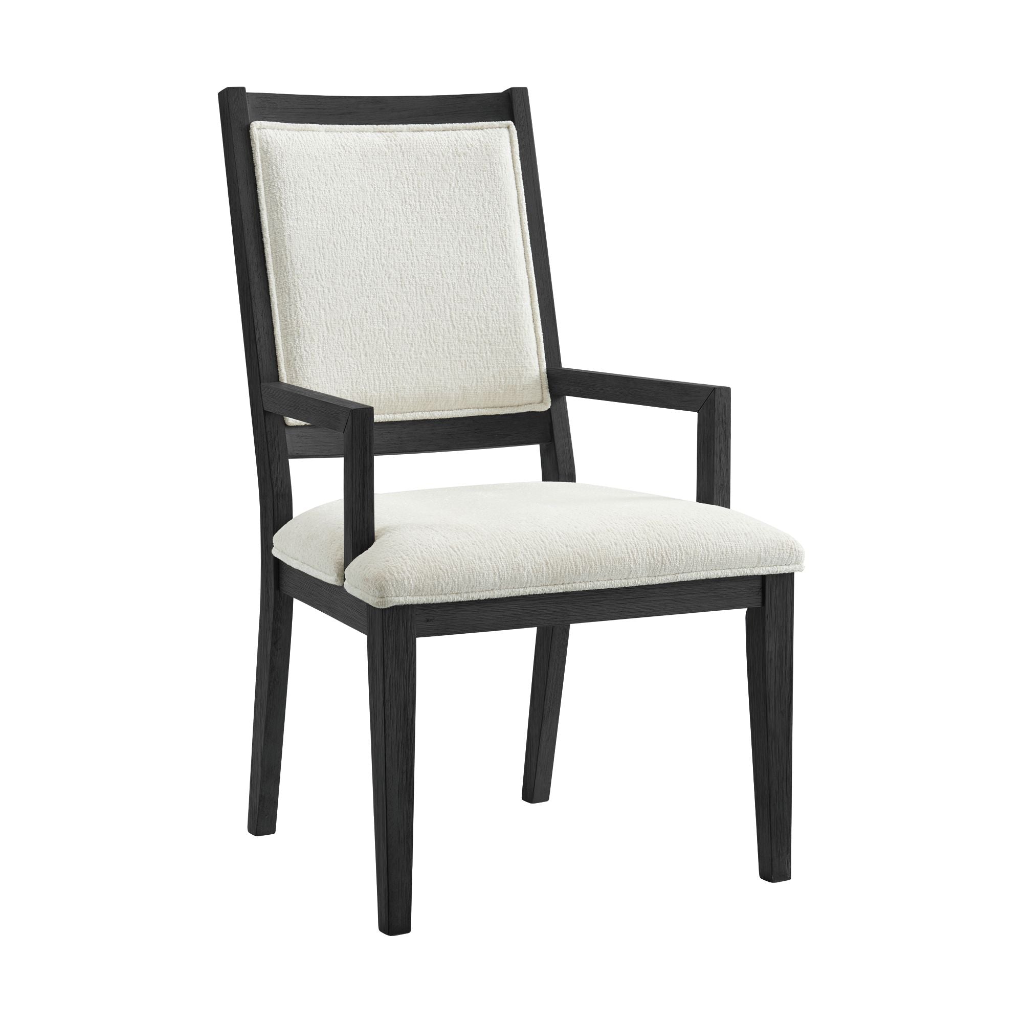 Versailles-Contemporary-Arm-Chair-with-Boucle-White-Fabric-in-Black-(2-Per-Carton)