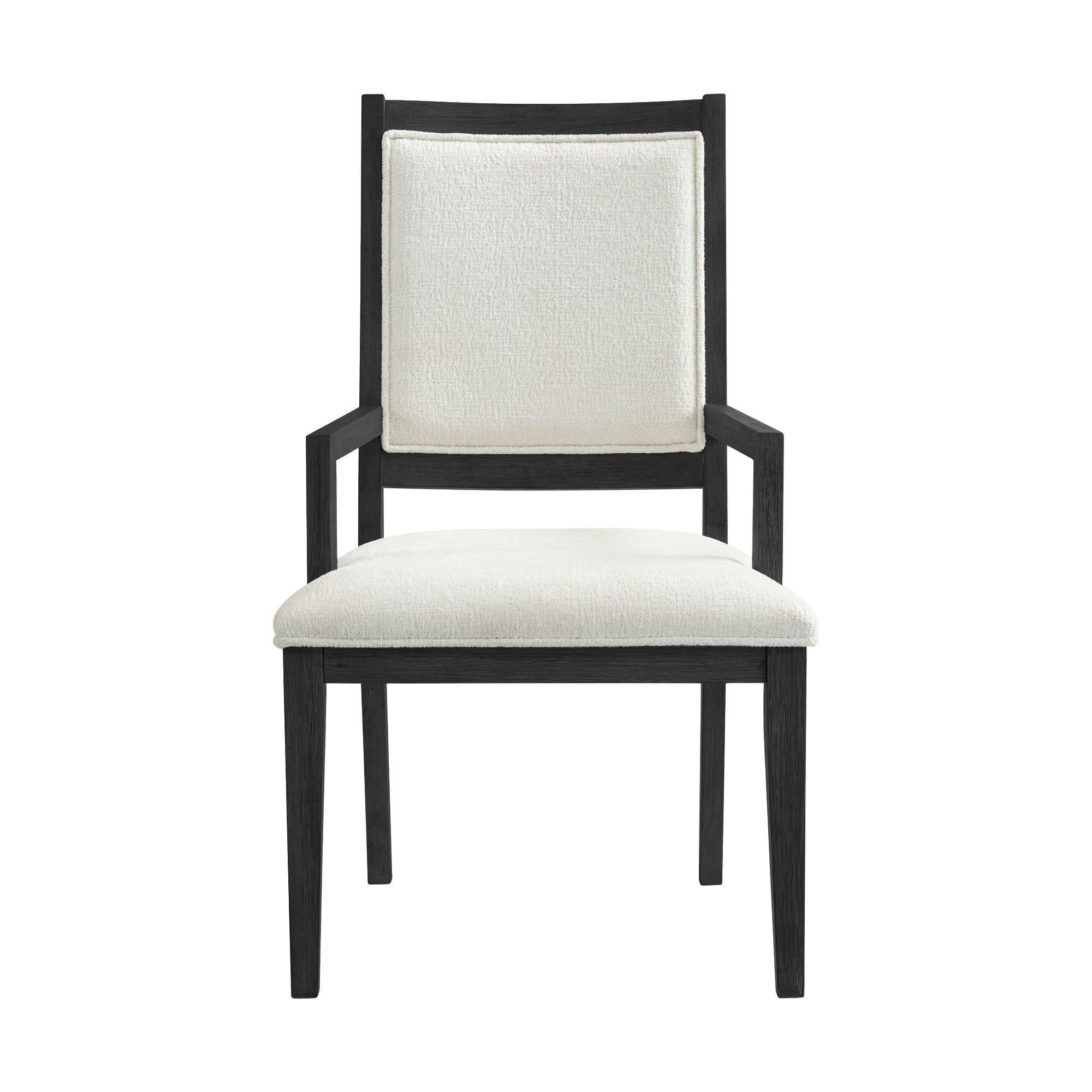 Versailles-Contemporary-Arm-Chair-with-Boucle-White-Fabric-in-Black-(2-Per-Carton)