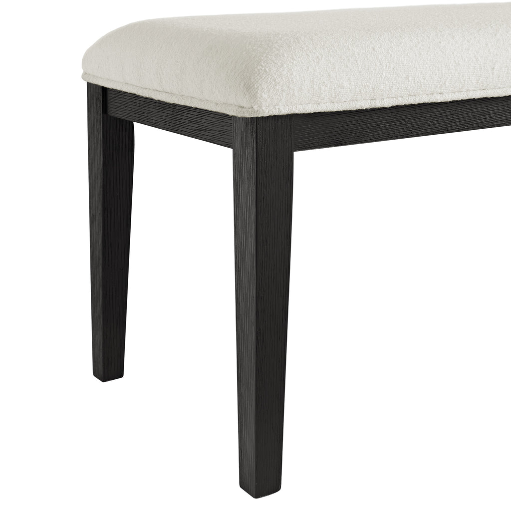 Versailles-Contemporary-Dining-Bench-with-Boucle-White-Fabric-in-Black