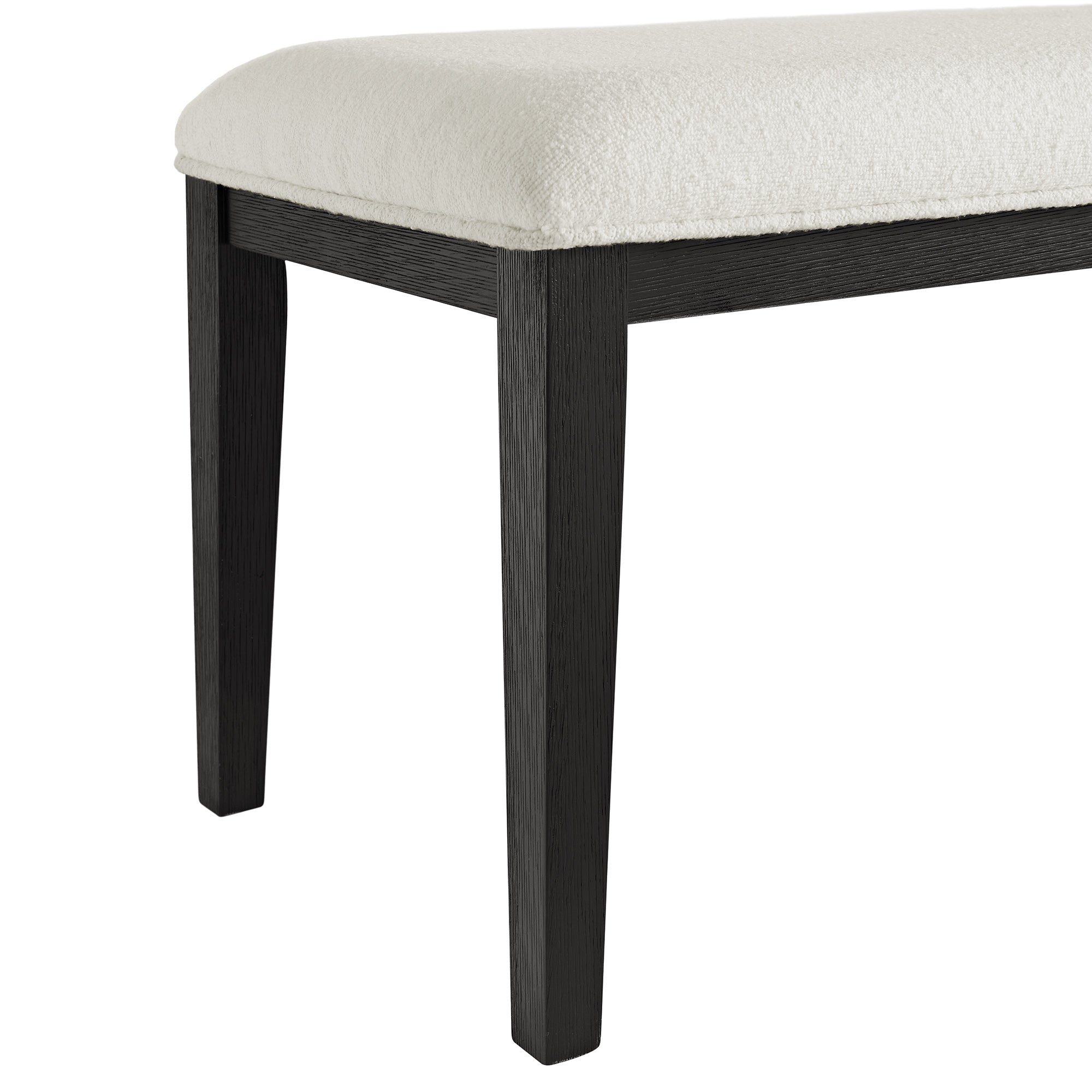 Versailles-Contemporary-Dining-Bench-with-Boucle-White-Fabric-in-Black