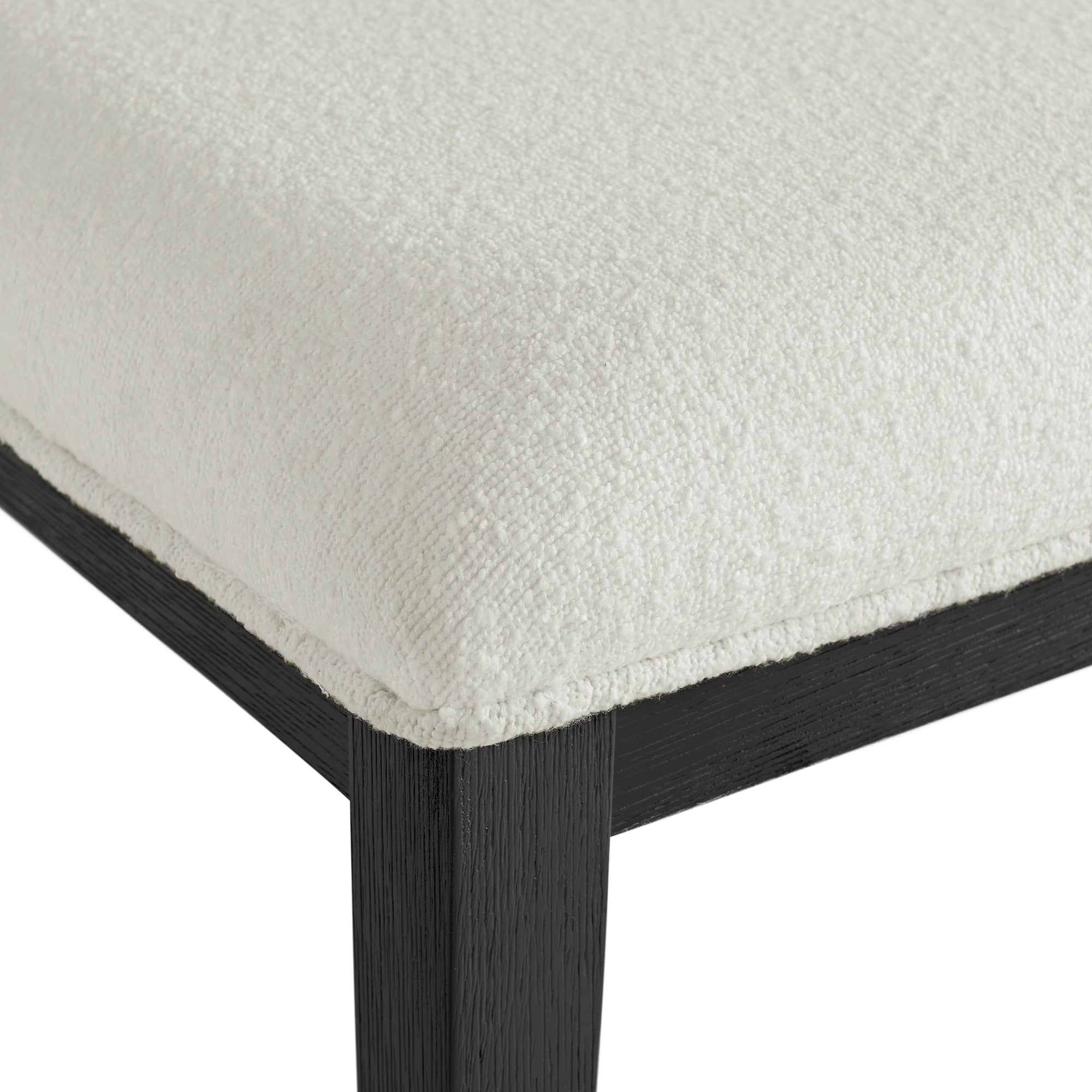 Versailles-Contemporary-Dining-Bench-with-Boucle-White-Fabric-in-Black