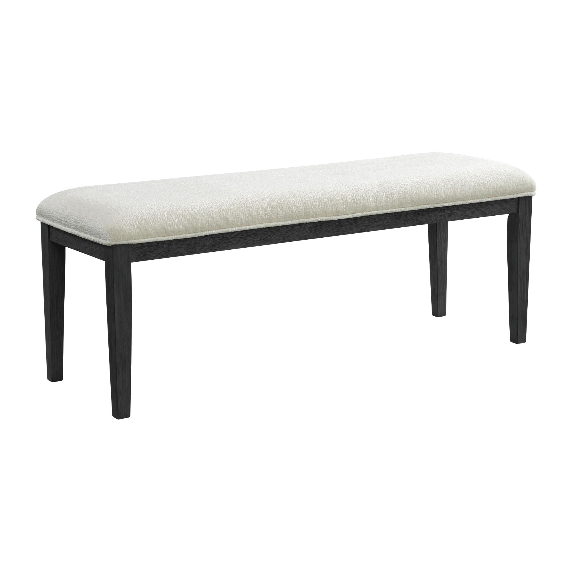 Versailles-Contemporary-Dining-Bench-with-Boucle-White-Fabric-in-Black