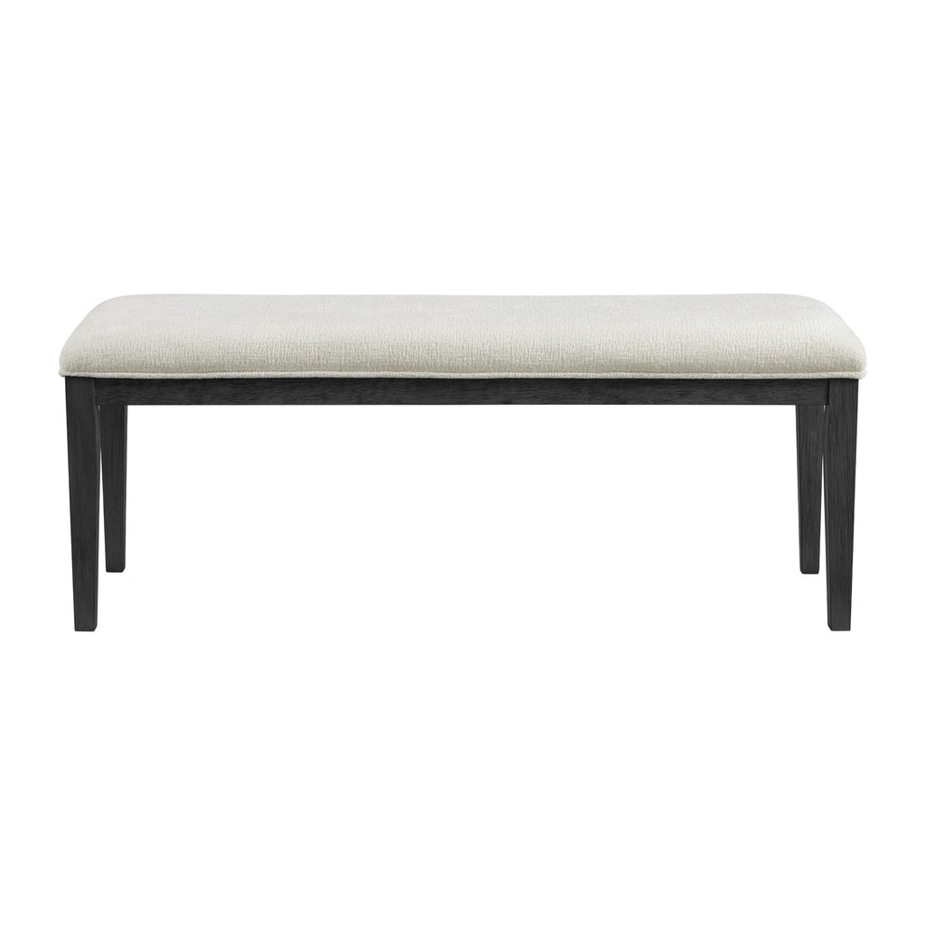 Versailles-Contemporary-Dining-Bench-with-Boucle-White-Fabric-in-Black