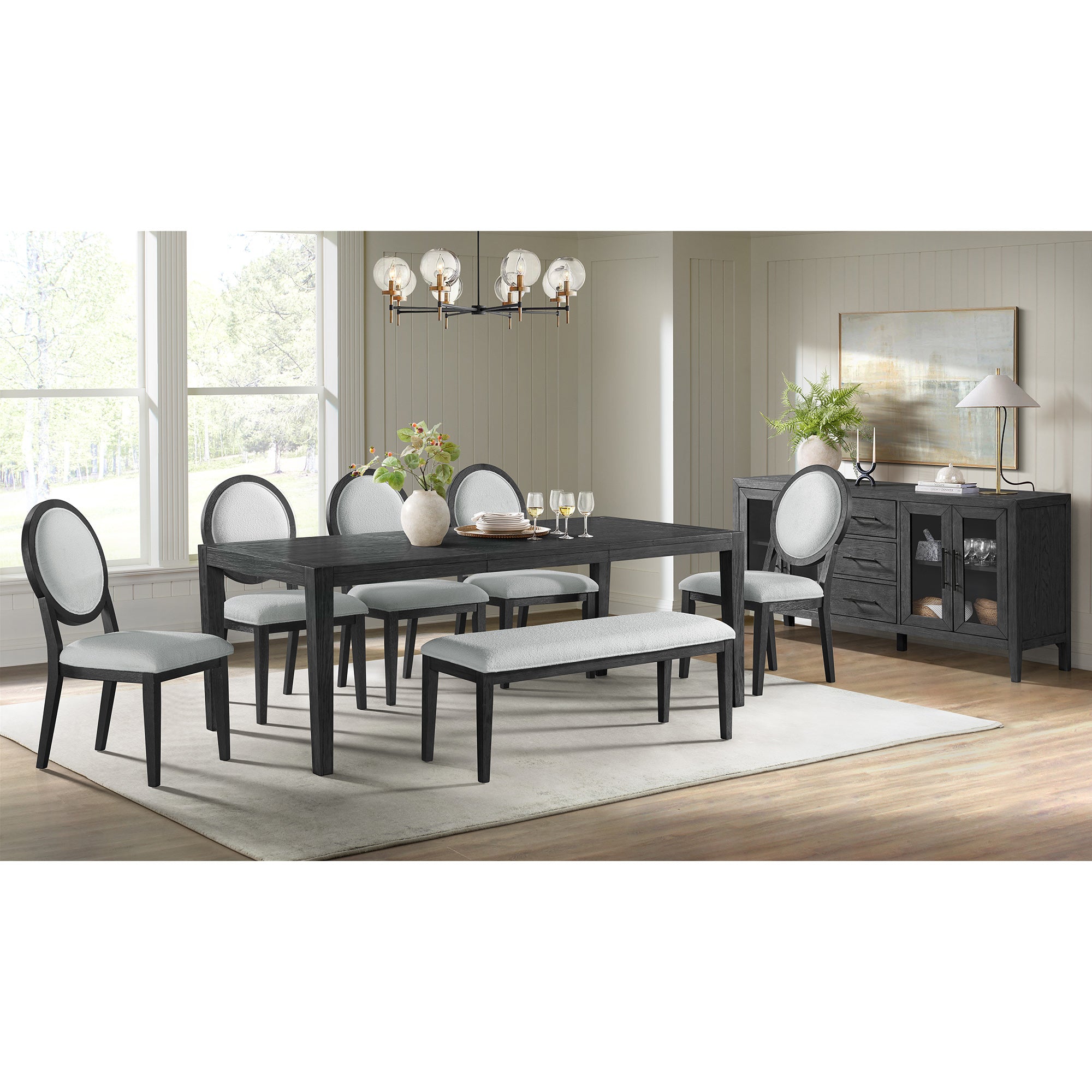 Versailles-Contemporary-Round-Back-Dining-Chair-with-Boucle-White-Fabric-in-Black-(2-Per-Carton)