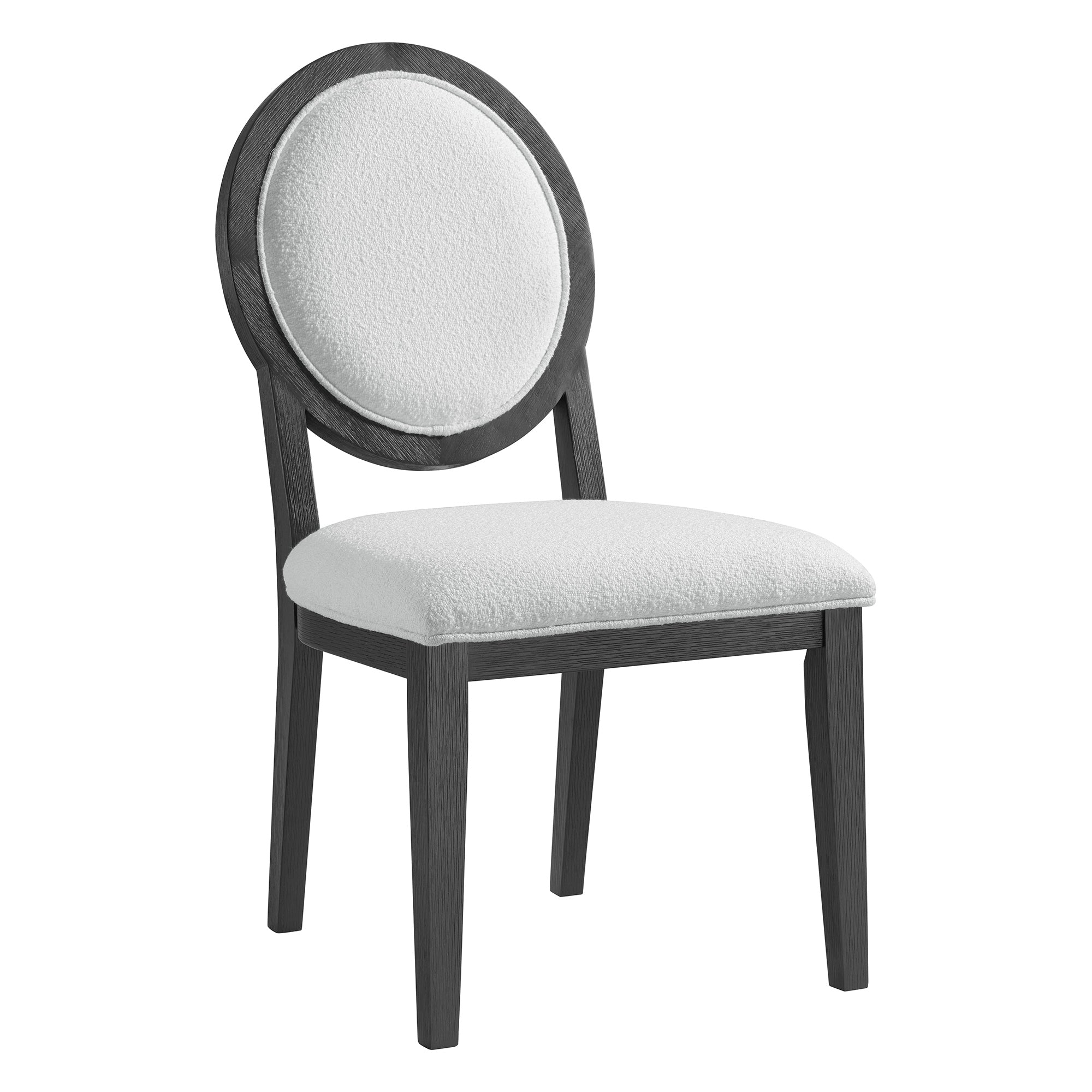 Versailles-Contemporary-Round-Back-Dining-Chair-with-Boucle-White-Fabric-in-Black-(2-Per-Carton)