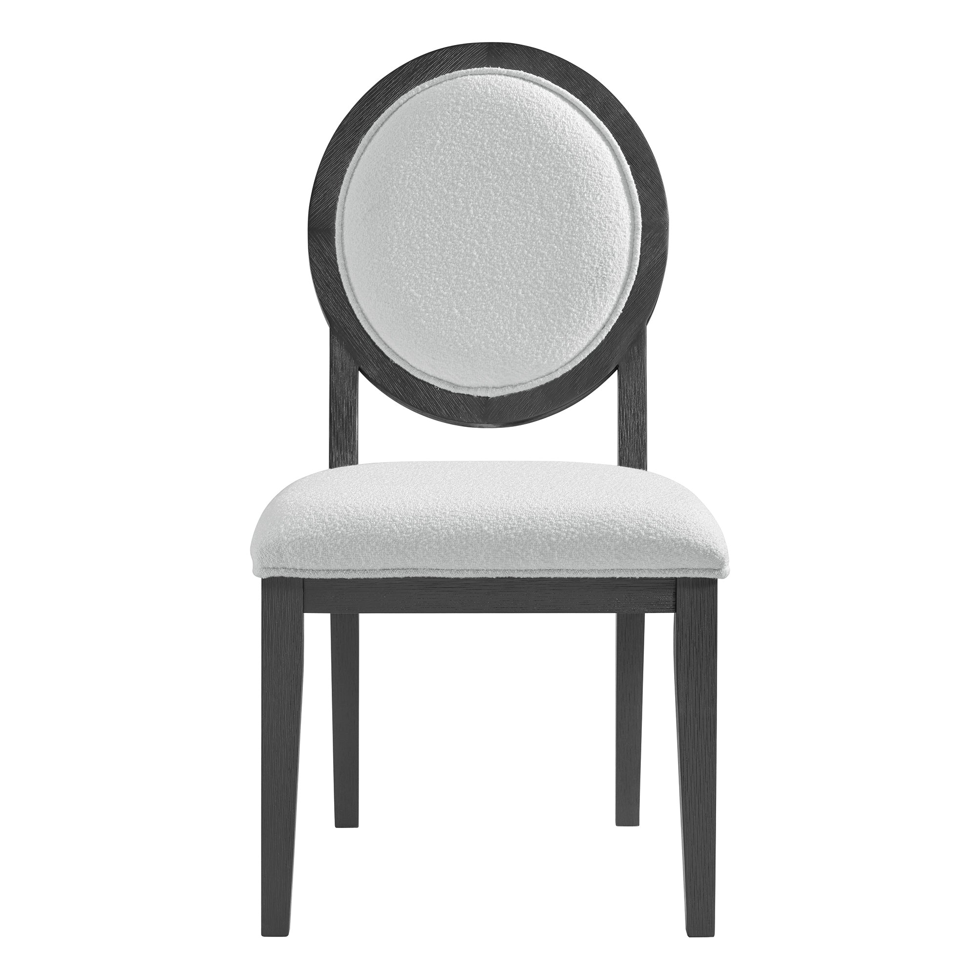 Versailles-Contemporary-Round-Back-Dining-Chair-with-Boucle-White-Fabric-in-Black-(2-Per-Carton)