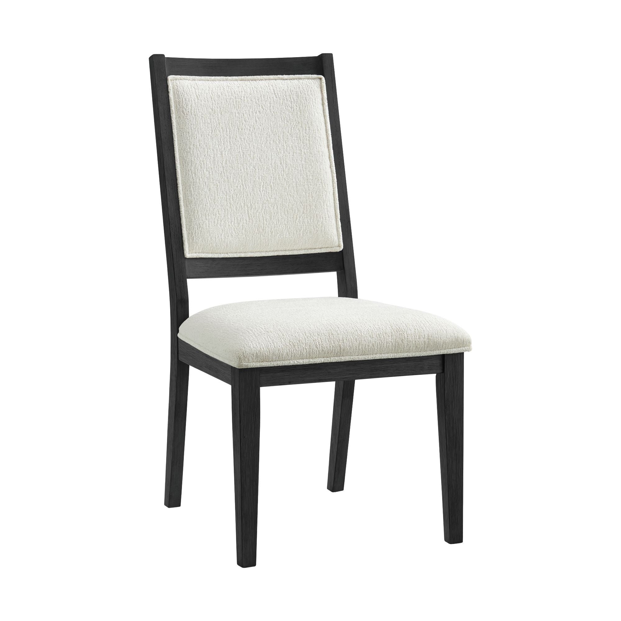 Versailles-Contemporary-Square-Back-Dining-Chair-with-Boucle-White-Fabric-in-Black-(2-Per-Carton)