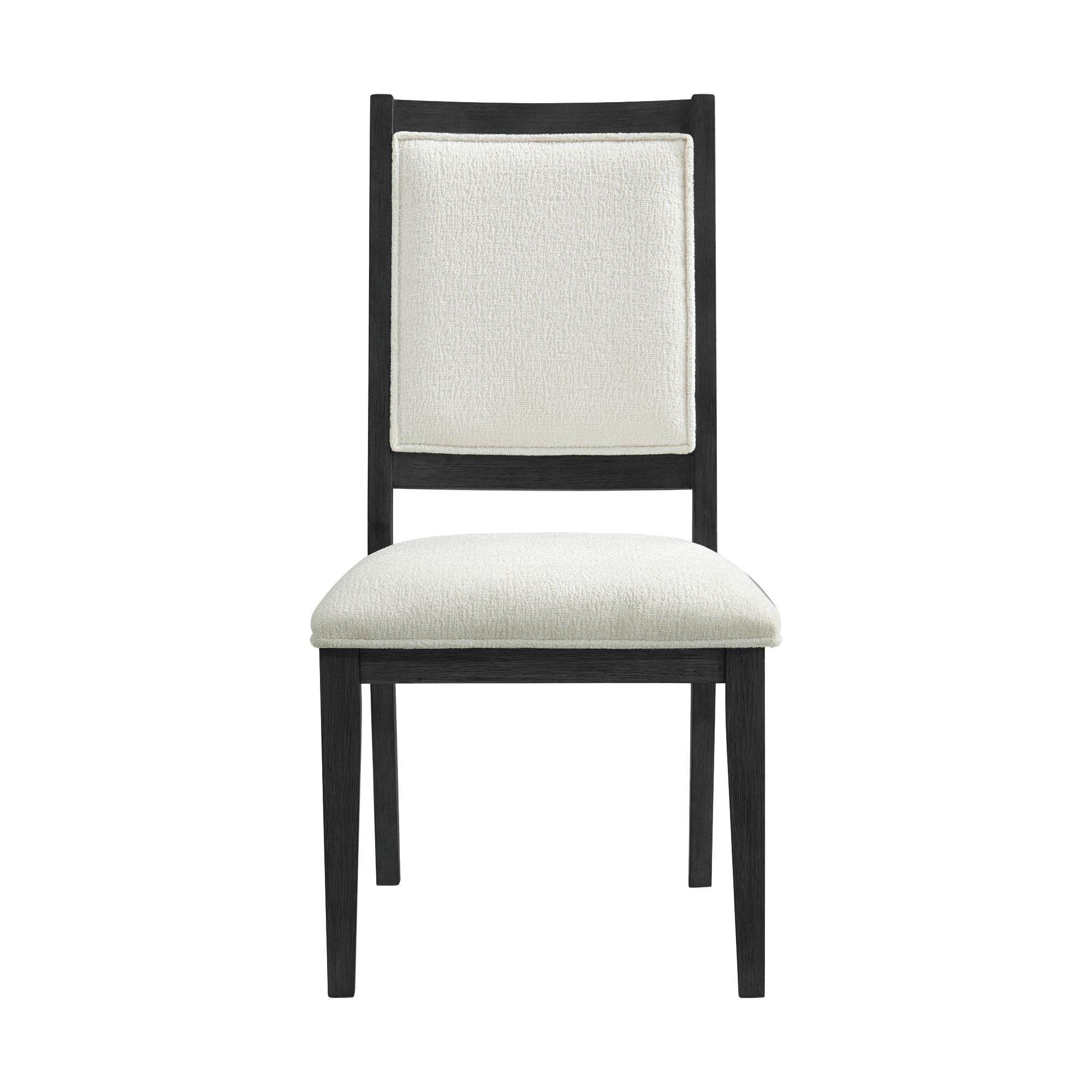 Versailles-Contemporary-Square-Back-Dining-Chair-with-Boucle-White-Fabric-in-Black-(2-Per-Carton)