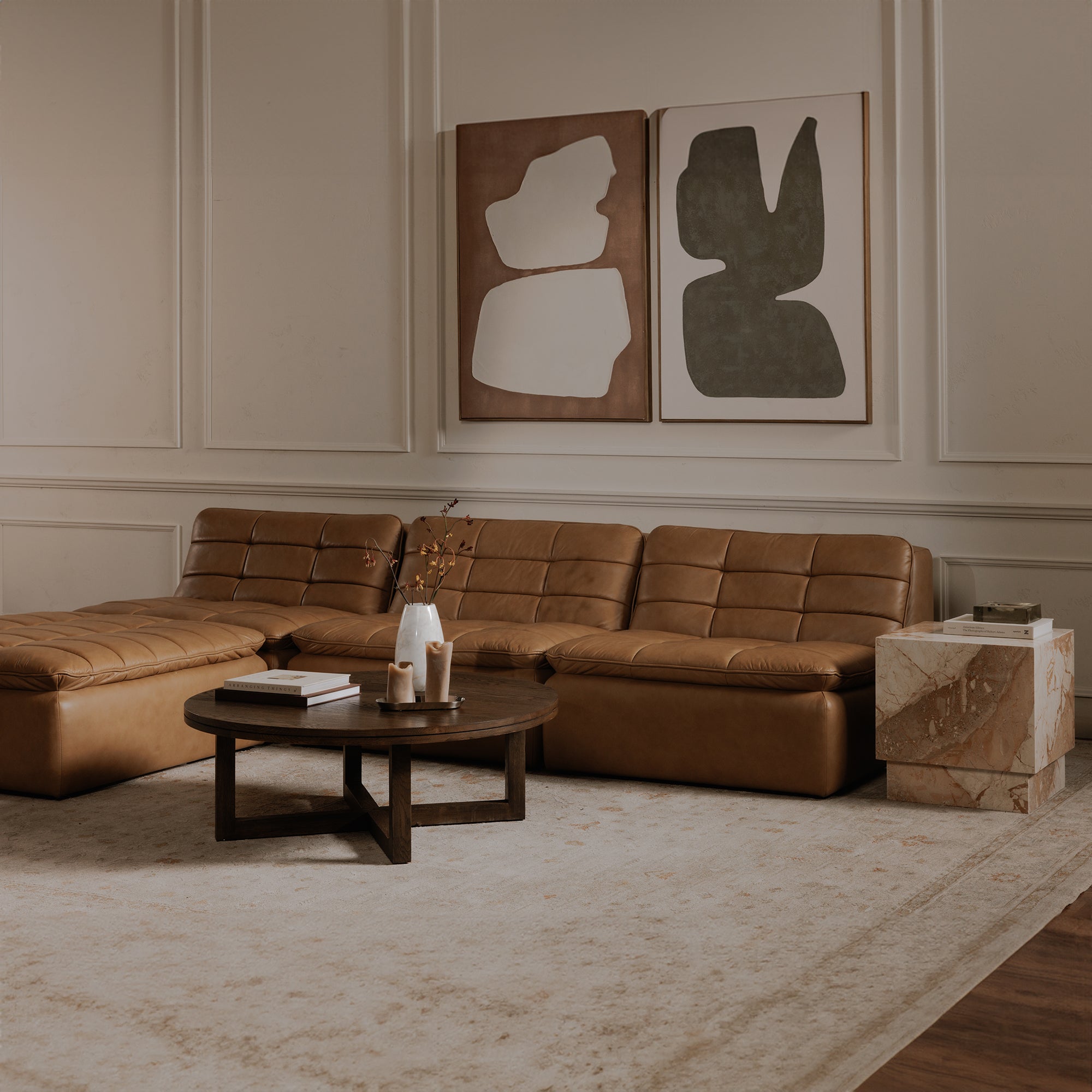 Lino Slipper Chair Tan Leather