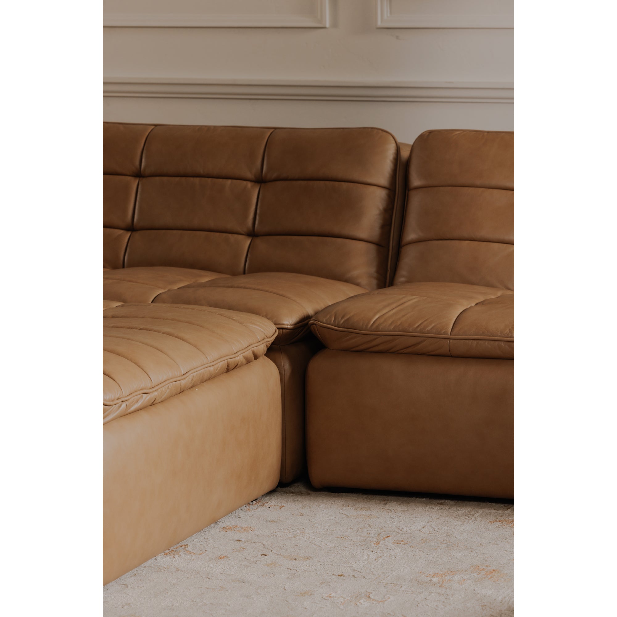 Lino Armless Modular Sofa Tan Leather