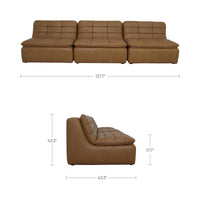 Lino Armless Modular Sofa Tan Leather