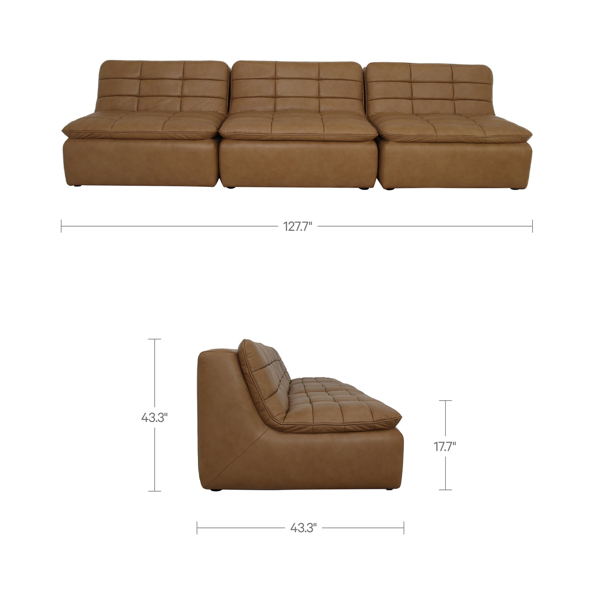 Lino Armless Modular Sofa Tan Leather