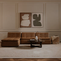 Lino Lounge Modular Sectional Tan Leather