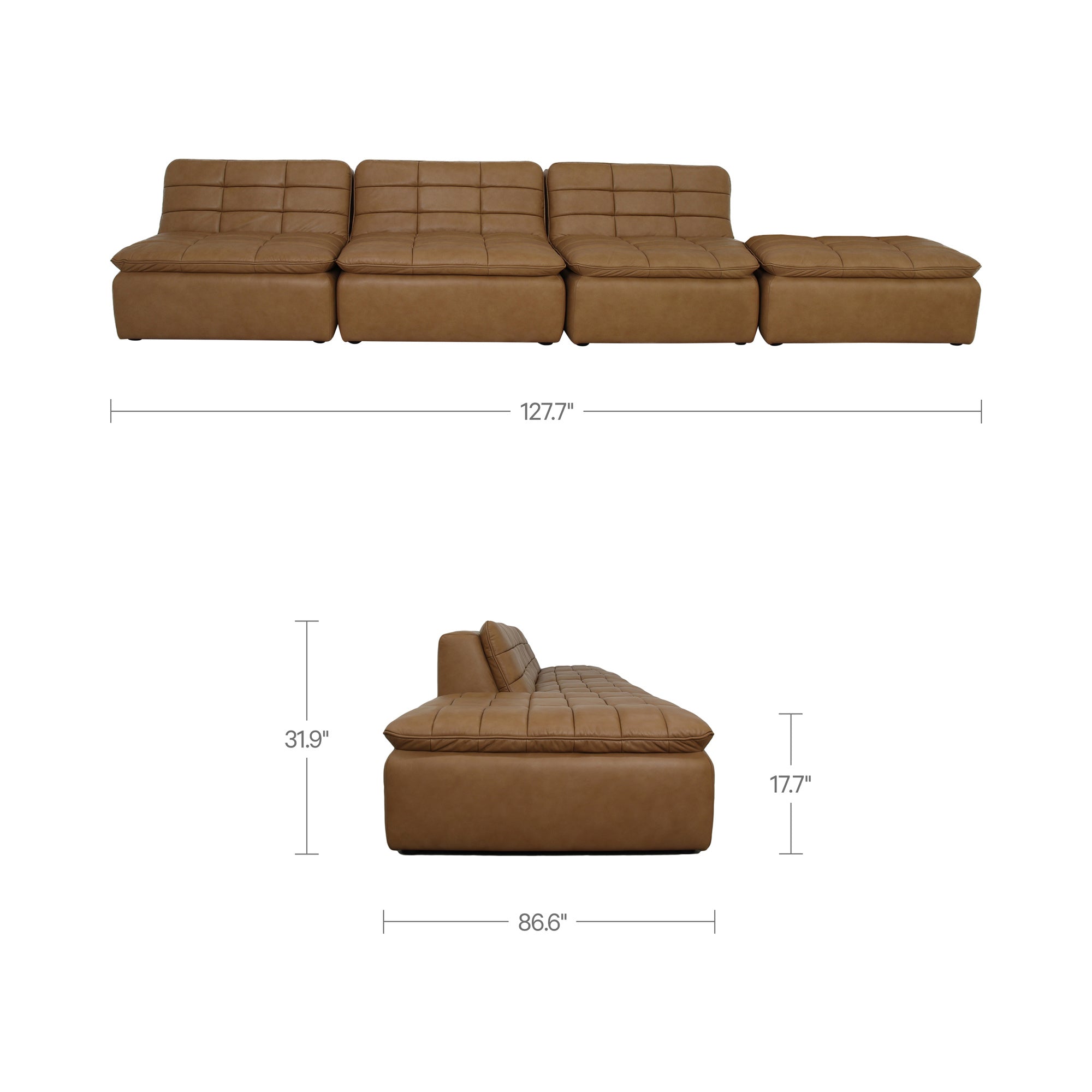 Lino Lounge Modular Sectional Tan Leather