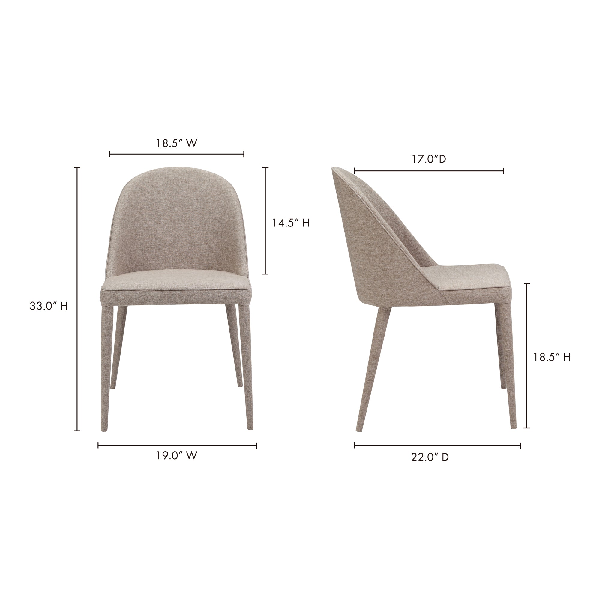 Burton Dining Chair Light Grey - Set Of Two