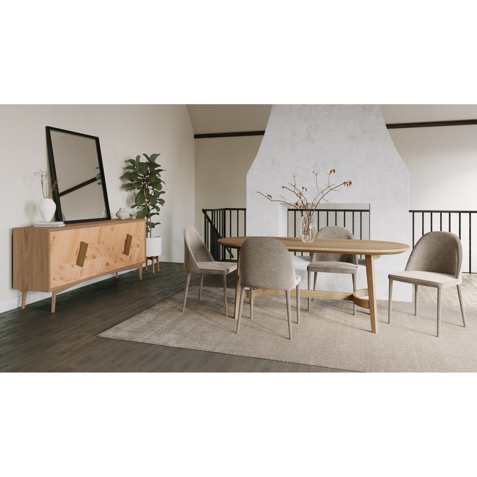 Burton Dining Chair Grey Vegan Leather - Set Of Two