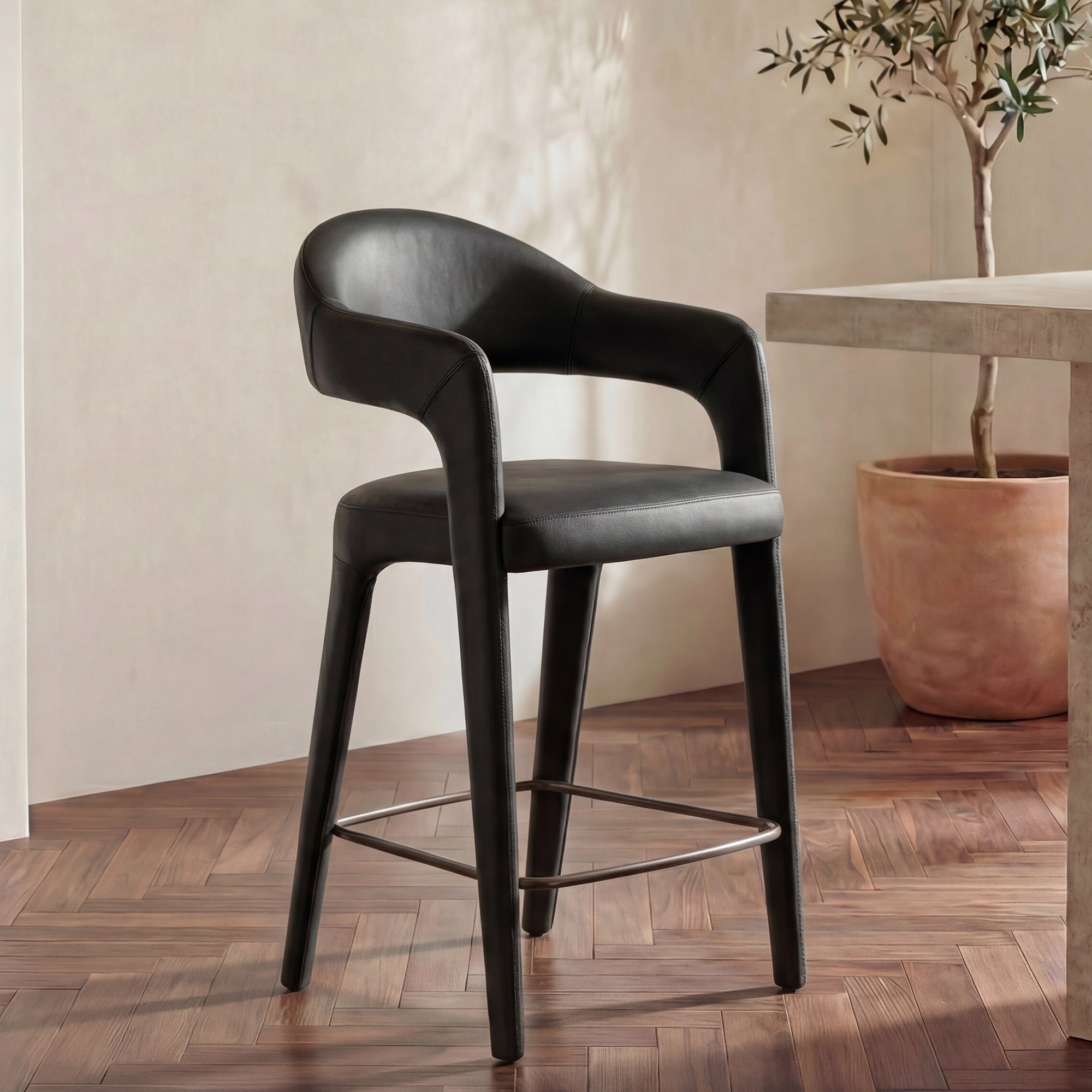 Martens Counter Stool Black Leather