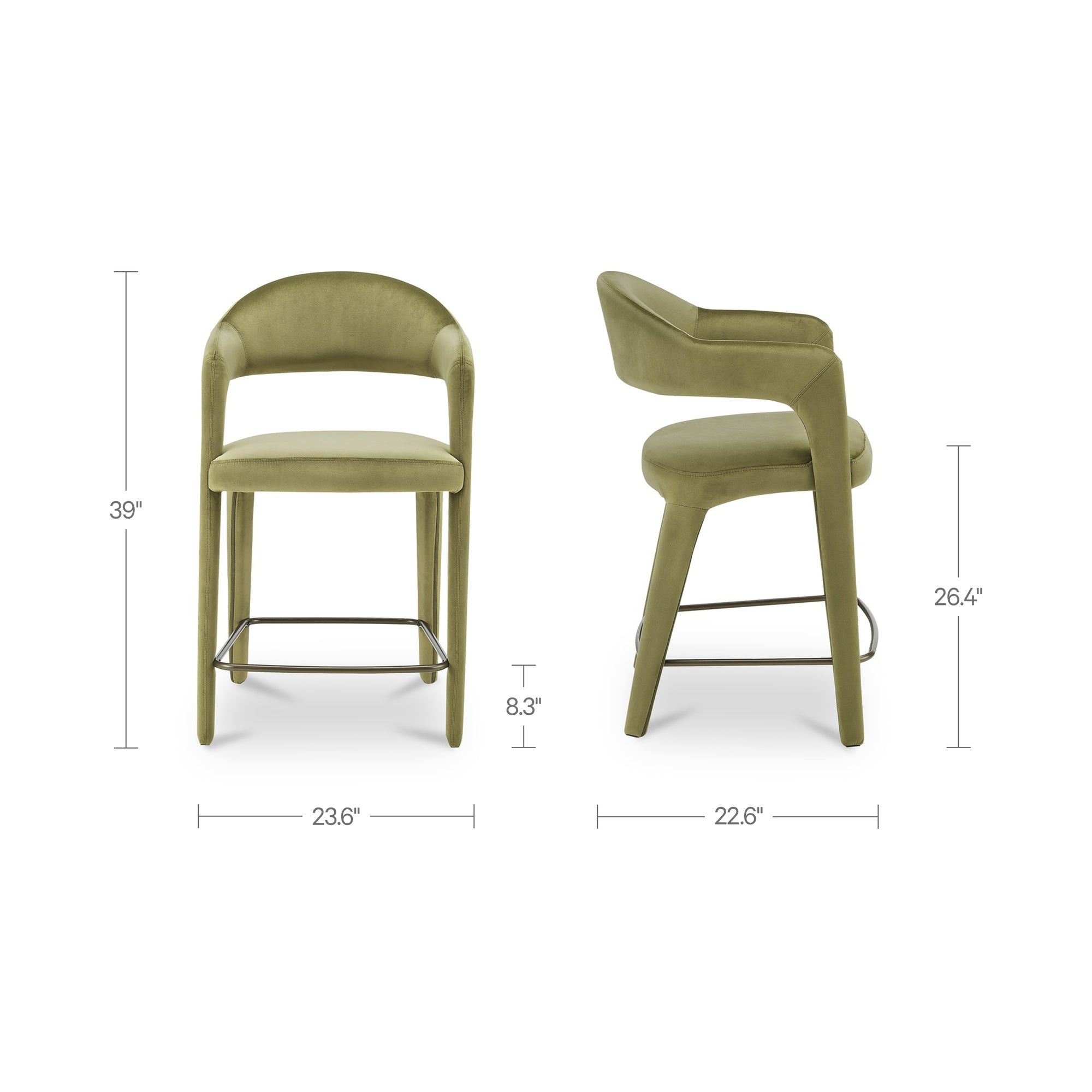 Martens Counter Stool Green Velvet