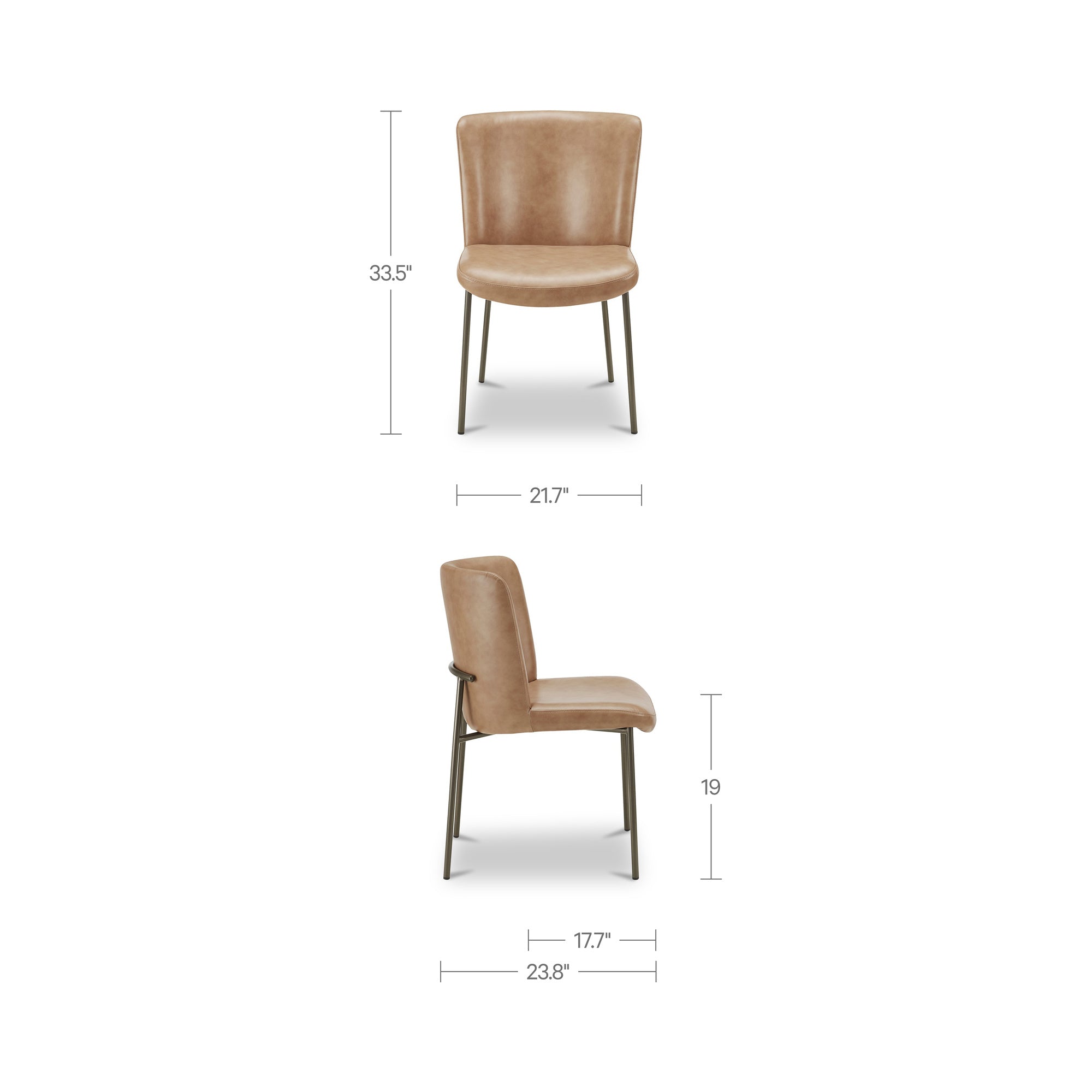 Early Dining Chair Tan Leather-Set Of Two