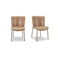 Early Dining Chair Tan Leather-Set Of Two