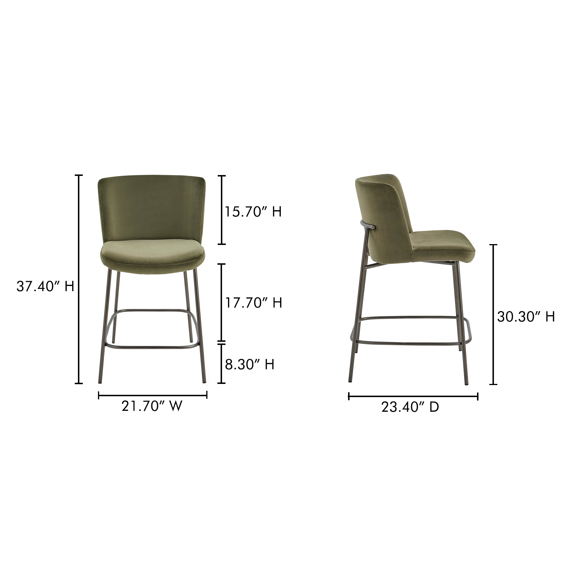 Early Counter Stool Faux Green Mohair