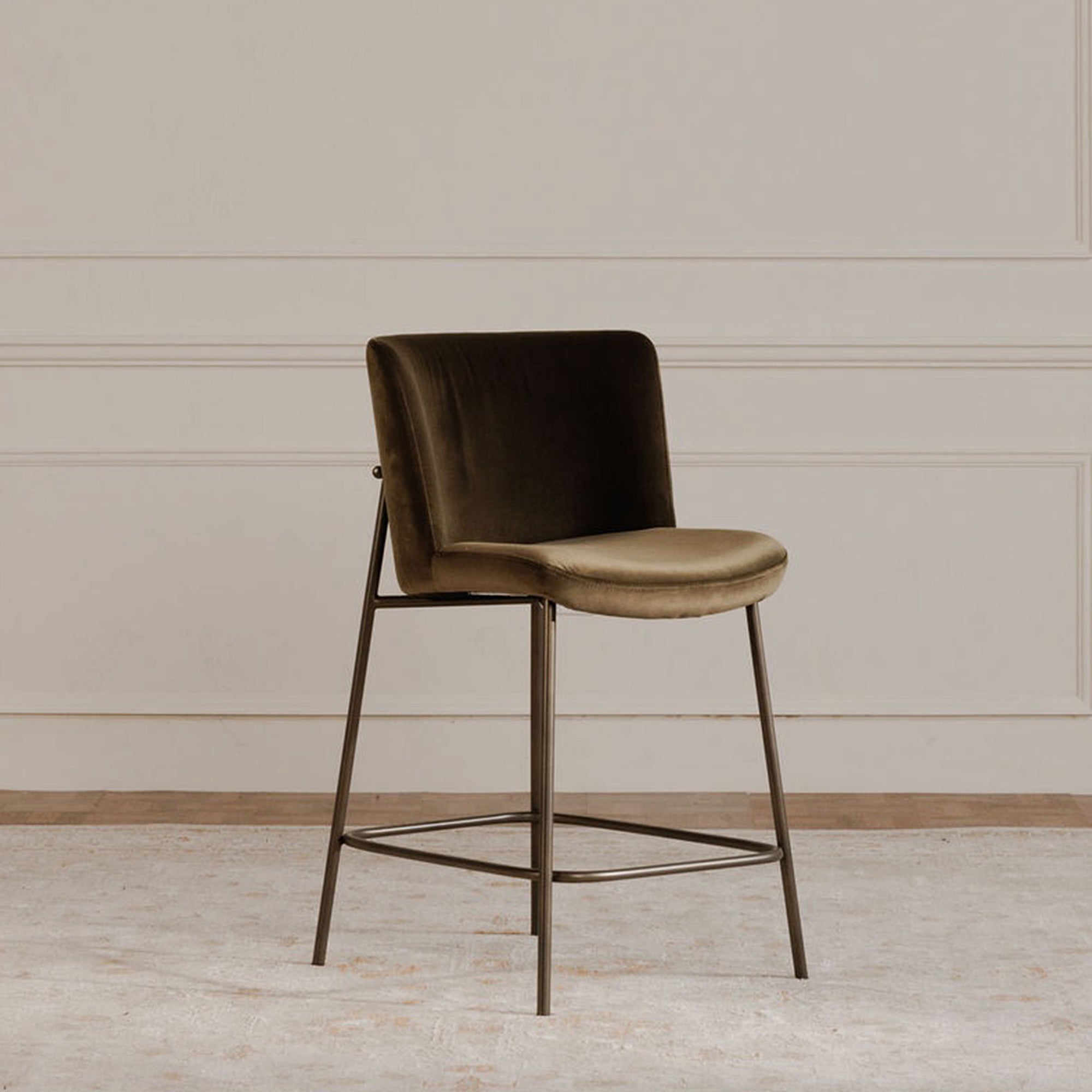 Early Bar Stool Faux Green Mohair