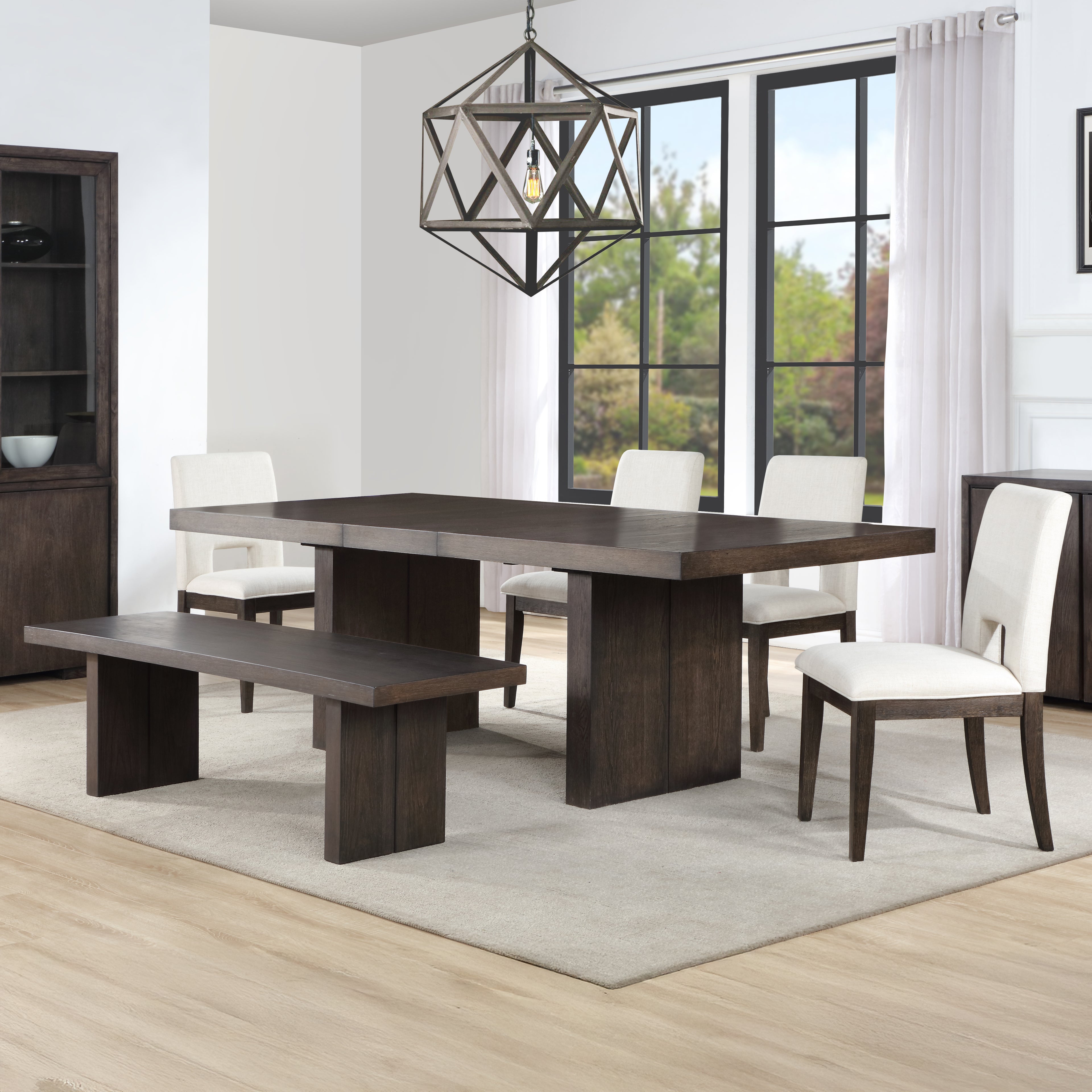 Evan 6-Piece Table Set w White Chairs Be