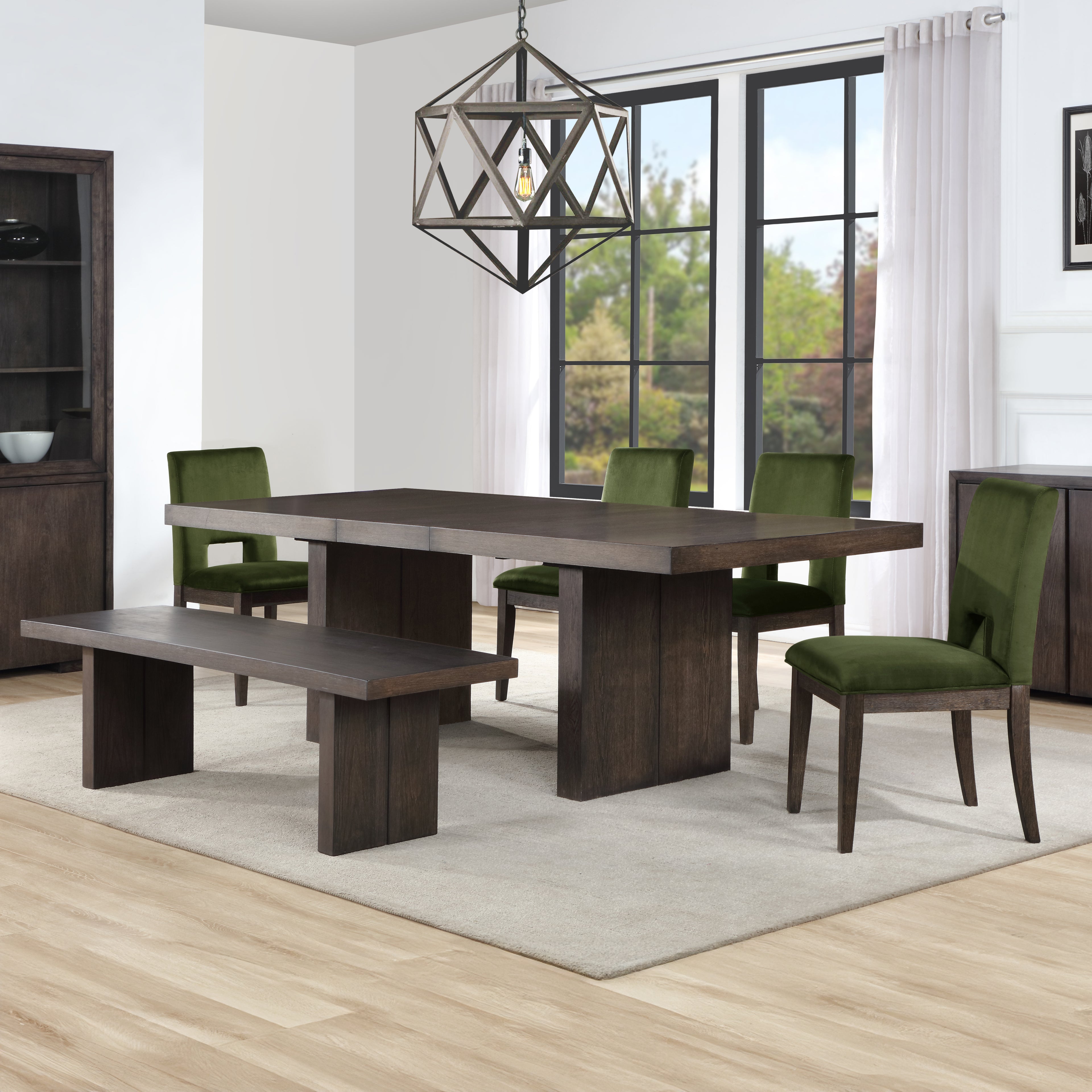 Evan 6-Piece Table Set w Green Chairs Be