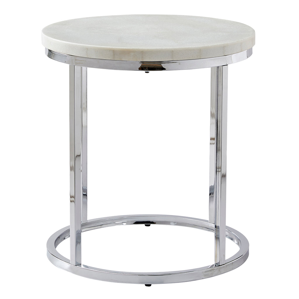 Echo White Marble Top Round End