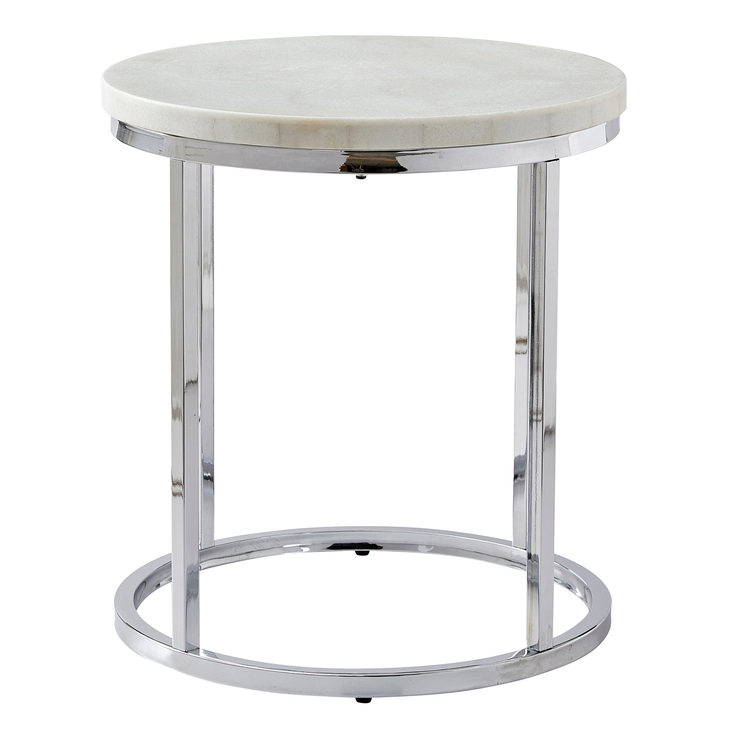 Echo White Marble Top Round End