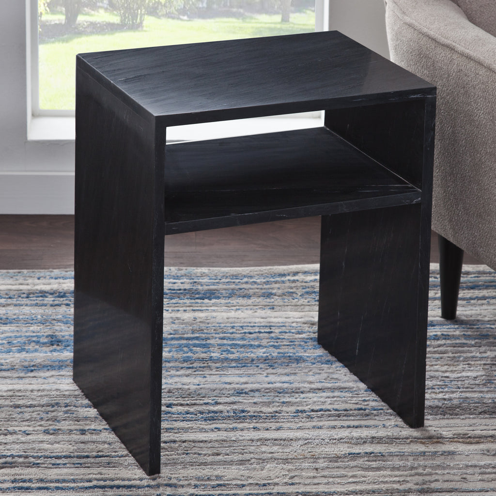 Casey Black Marquina Marble End Table