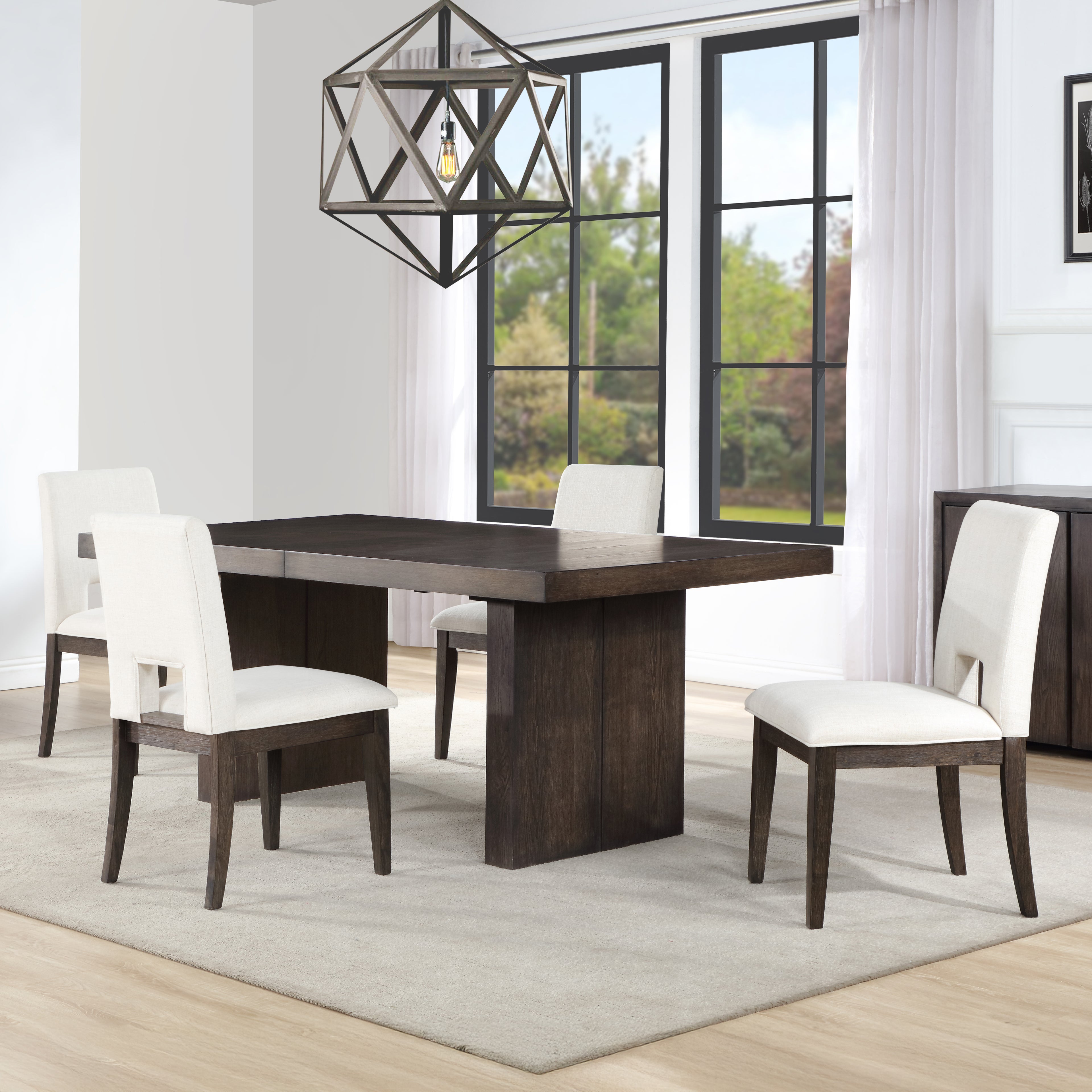 Evan 5-Piece Table Set w WhiteChairs