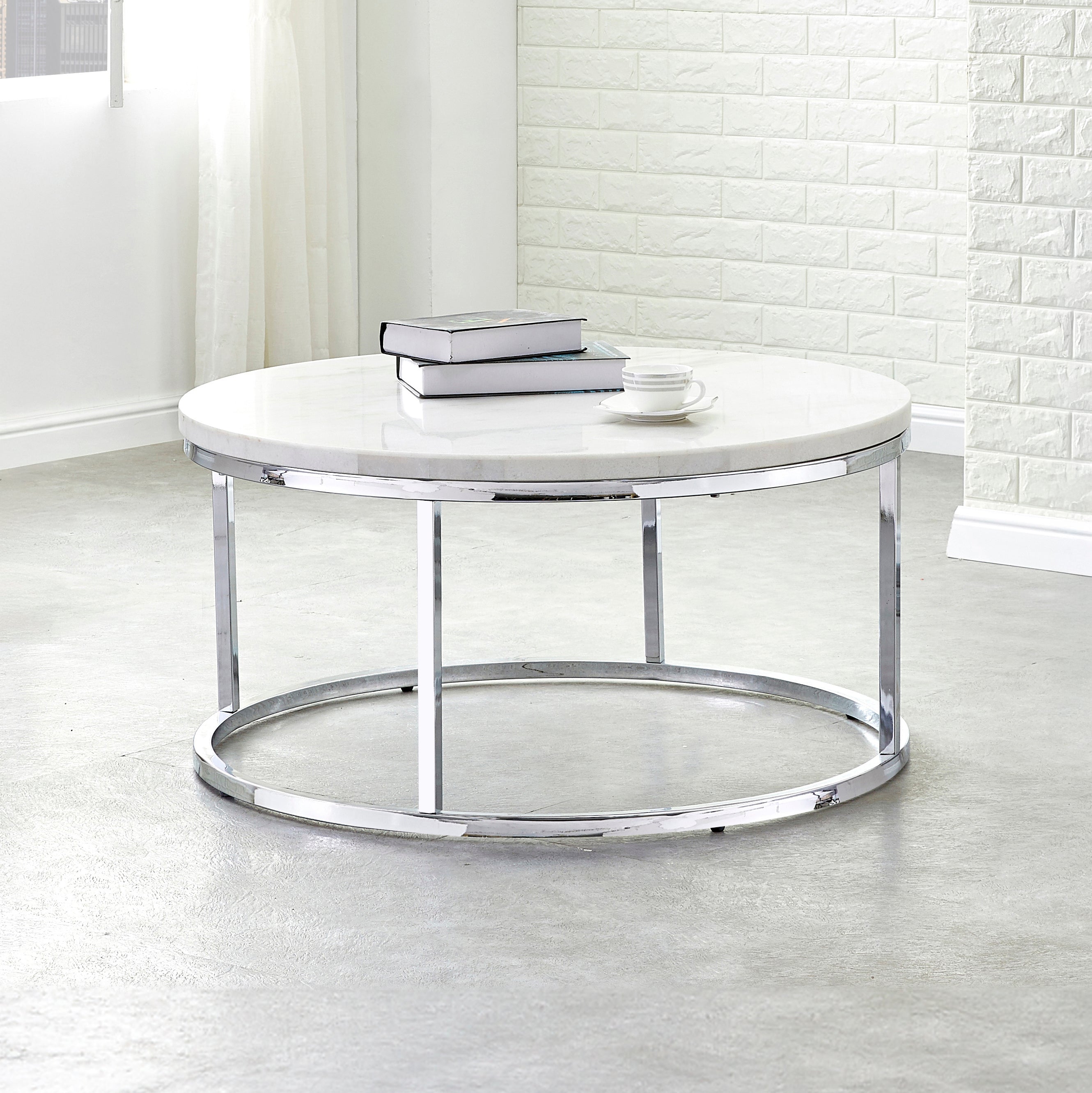 Echo White Marble Top Round