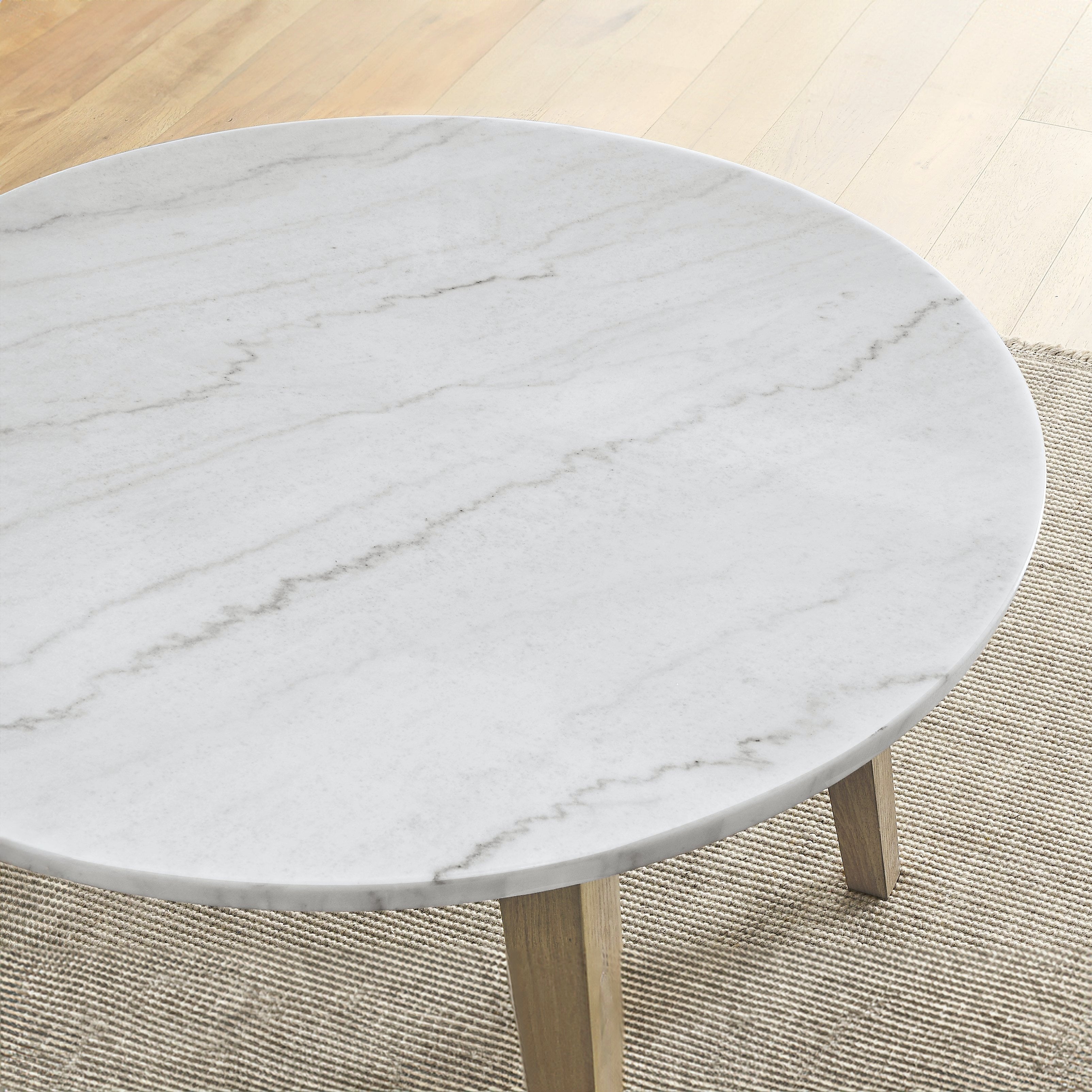 Vida White Marble Top Round Dining Table