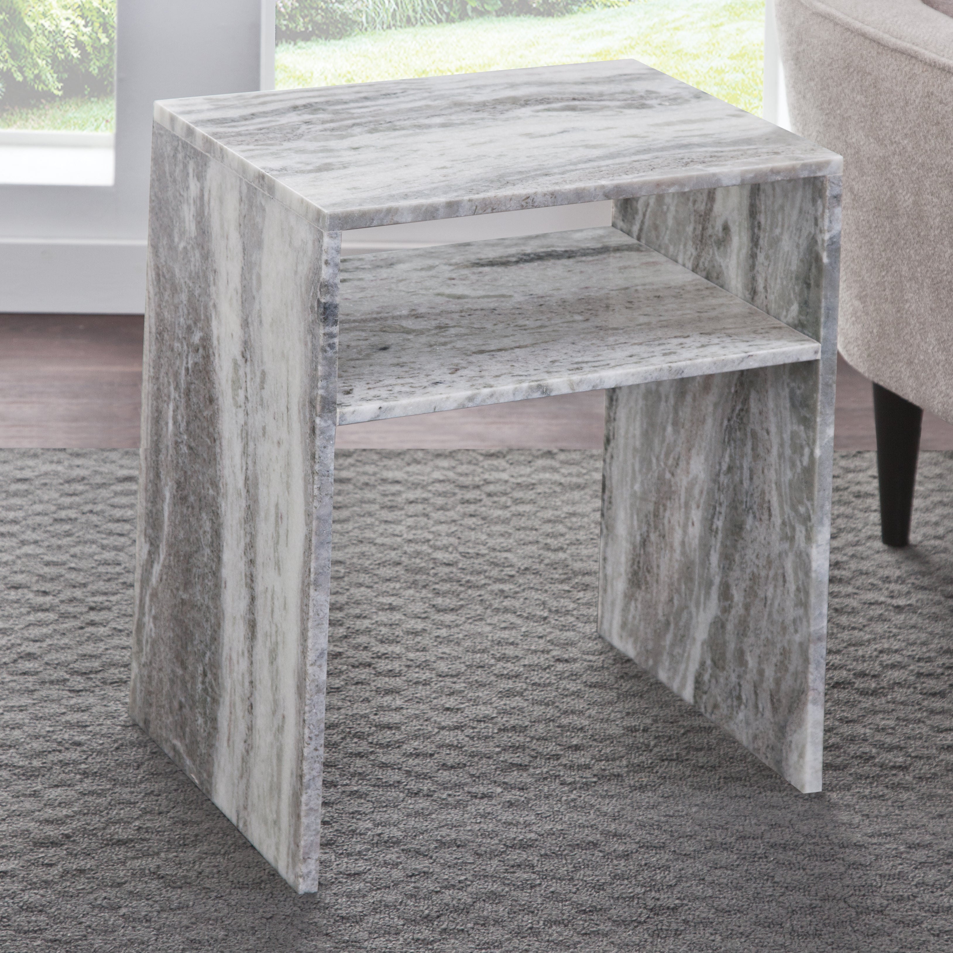 Casey Fantasy Brown Marble End Table