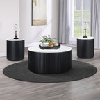 Colvin 3PC White Marble Set, Black