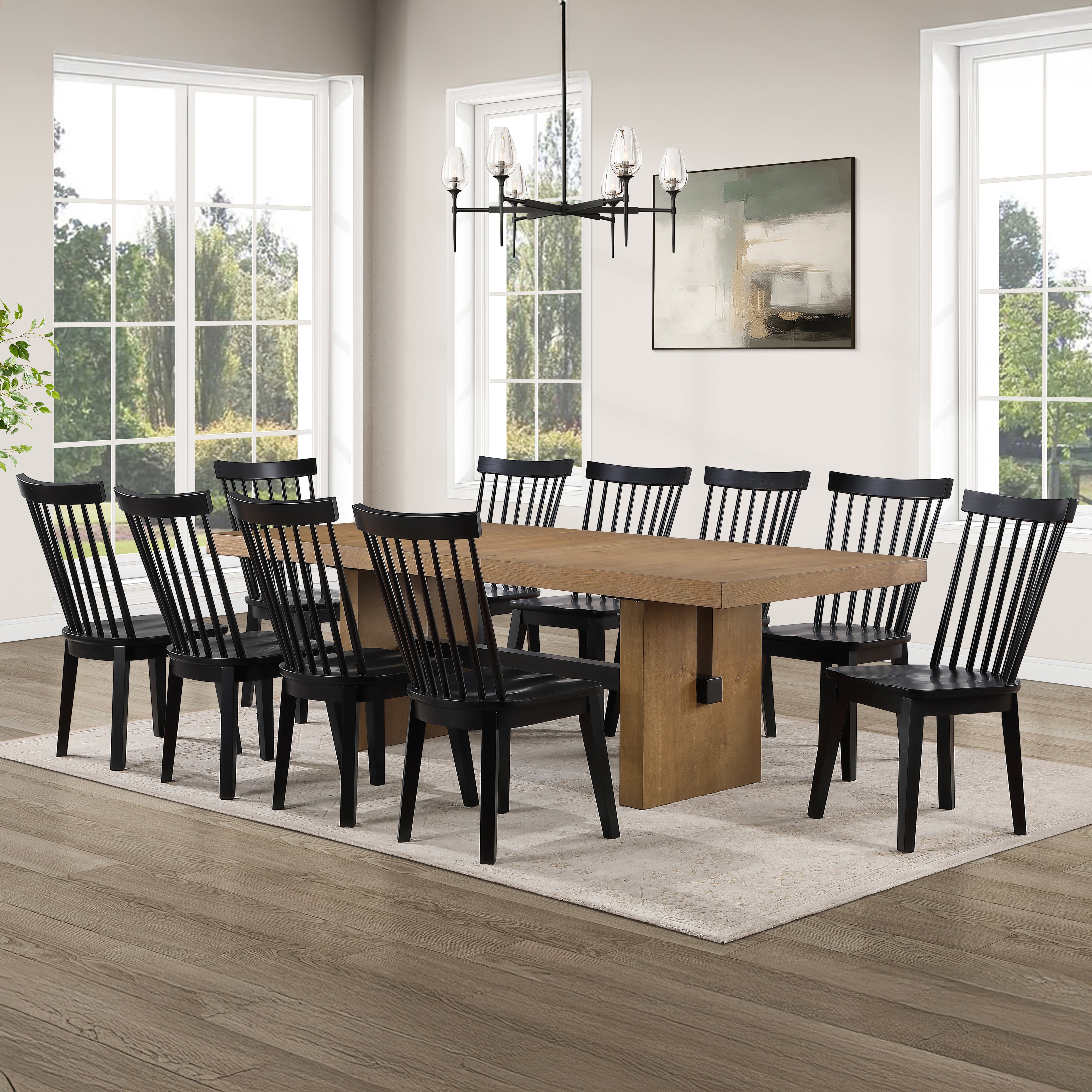 Aubrey Brown Rect Table + 10Vaughn Black