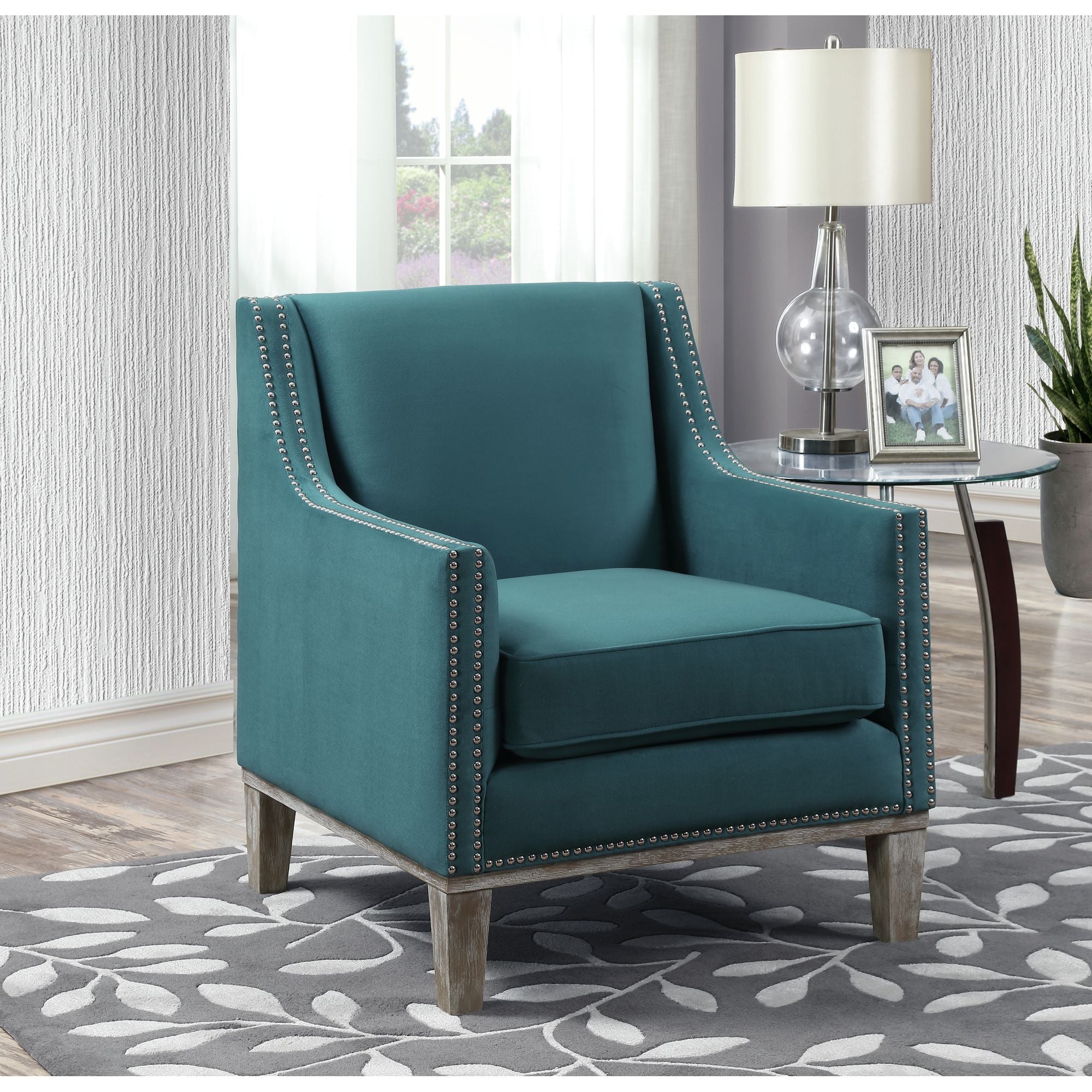 Augusta-16038-Chair-W/Wood-Leg-Distressed-Otto-Teal-(ISTA-3-packaging)