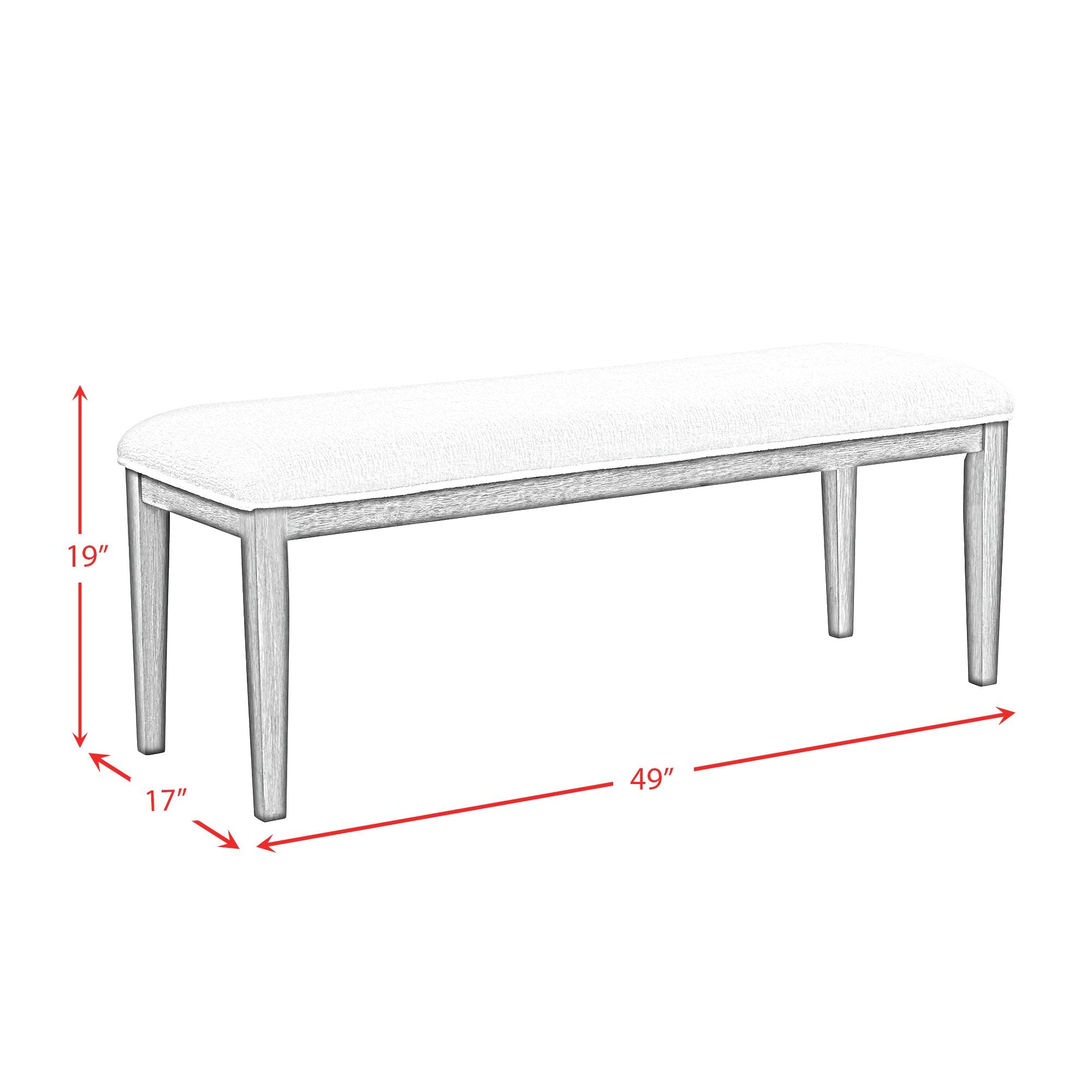 Versailles-Contemporary-Dining-Bench-with-Boucle-White-Fabric-in-Black
